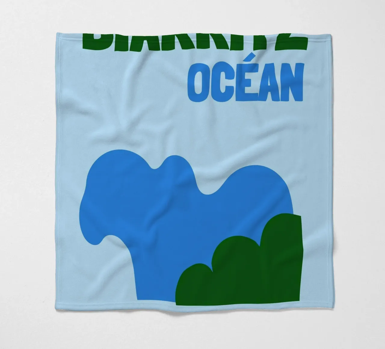 Biarritz Océan Poster - Abstract Waves, Basque Coast Vibes fleece blanket by NorwesClub