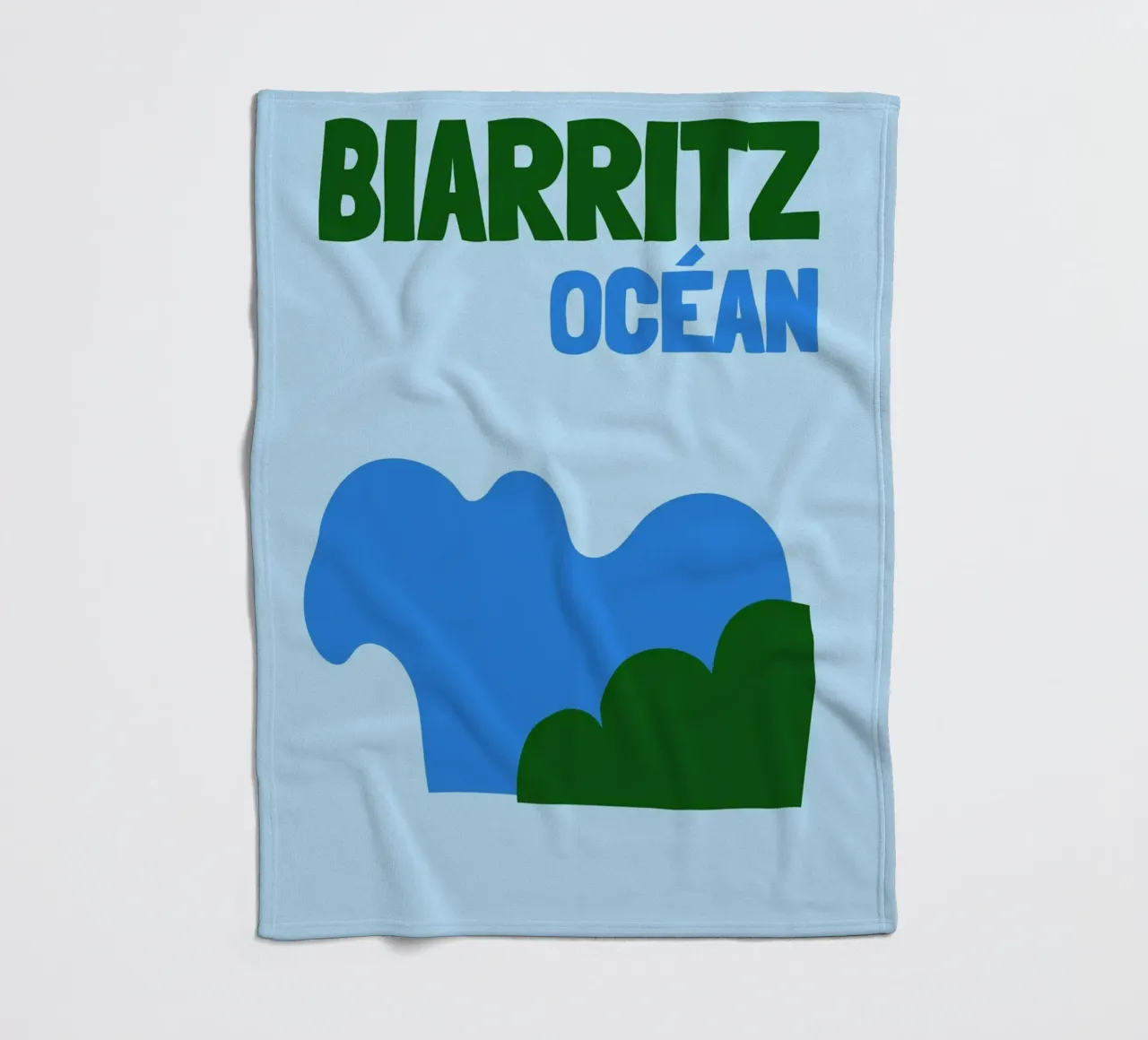 Biarritz Océan Poster - Abstract Waves, Basque Coast Vibes fleece blanket by NorwesClub