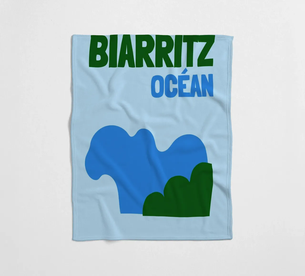 Biarritz Océan Poster - Abstract Waves, Basque Coast Vibes fleece blanket by NorwesClub
