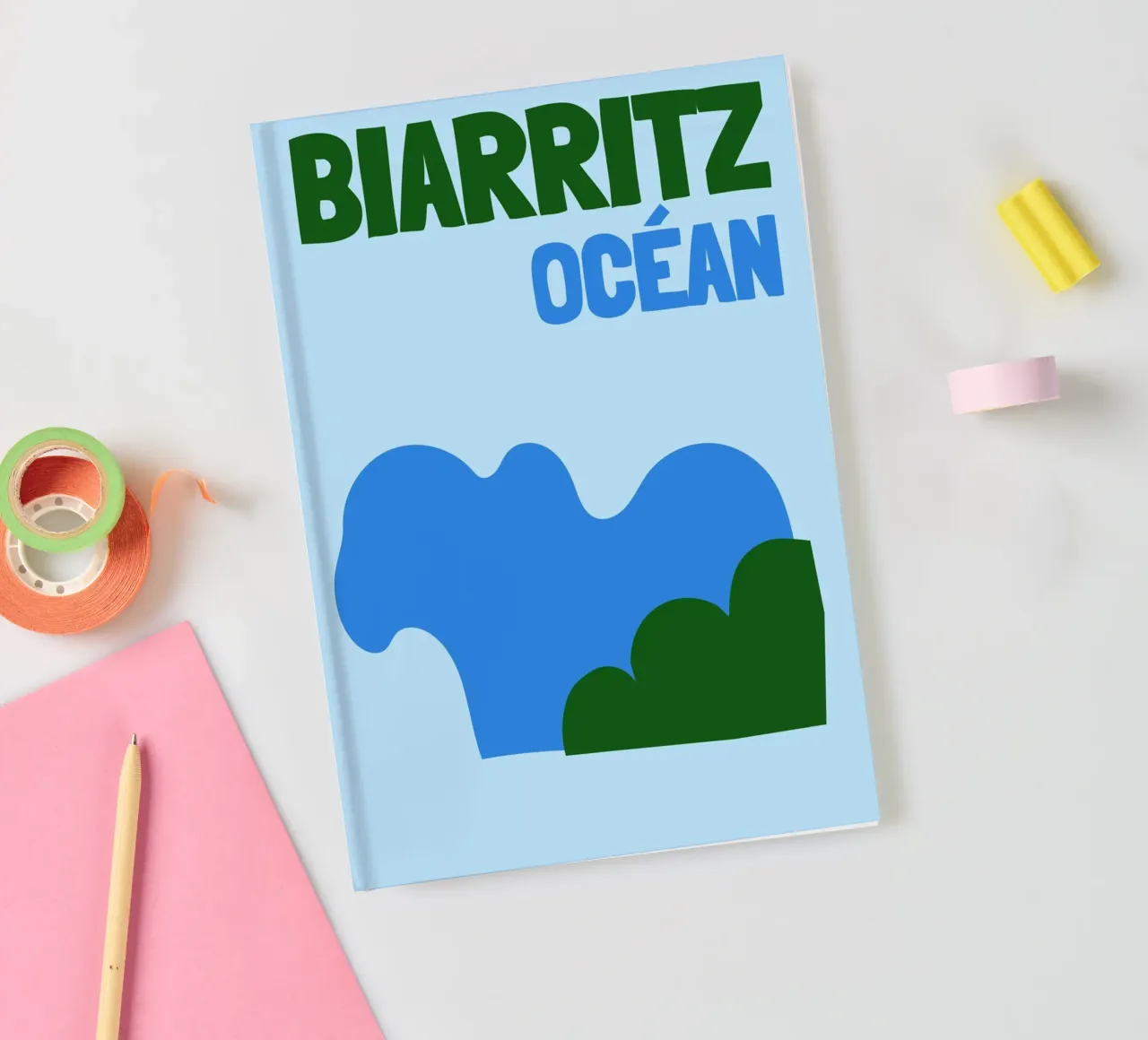 Biarritz Ocean Poster - Abstract Waves, Basque Coast Vibes Notizbuch von NorwesClub