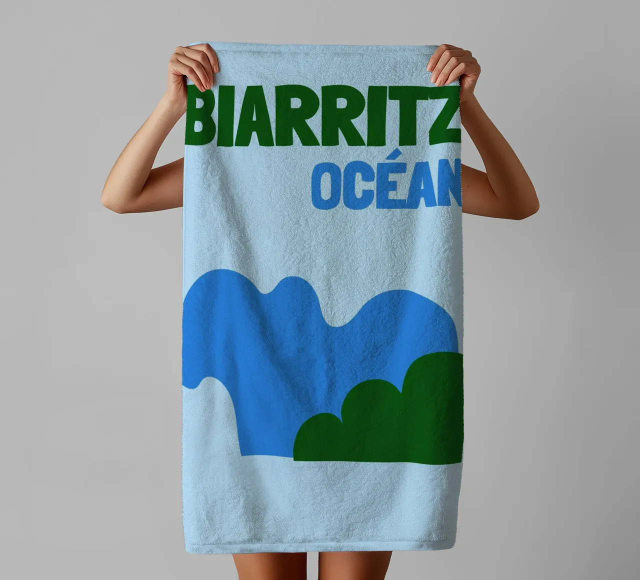 Biarritz Océan Poster - Abstract Waves, Basque Coast Vibes towel by NorwesClub