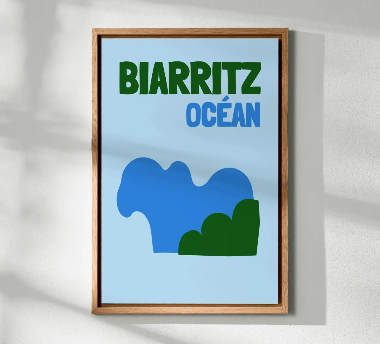 Biarritz Océan Poster - Abstract Waves, Basque Coast Vibes canvas with Floater frame by NorwesClub
