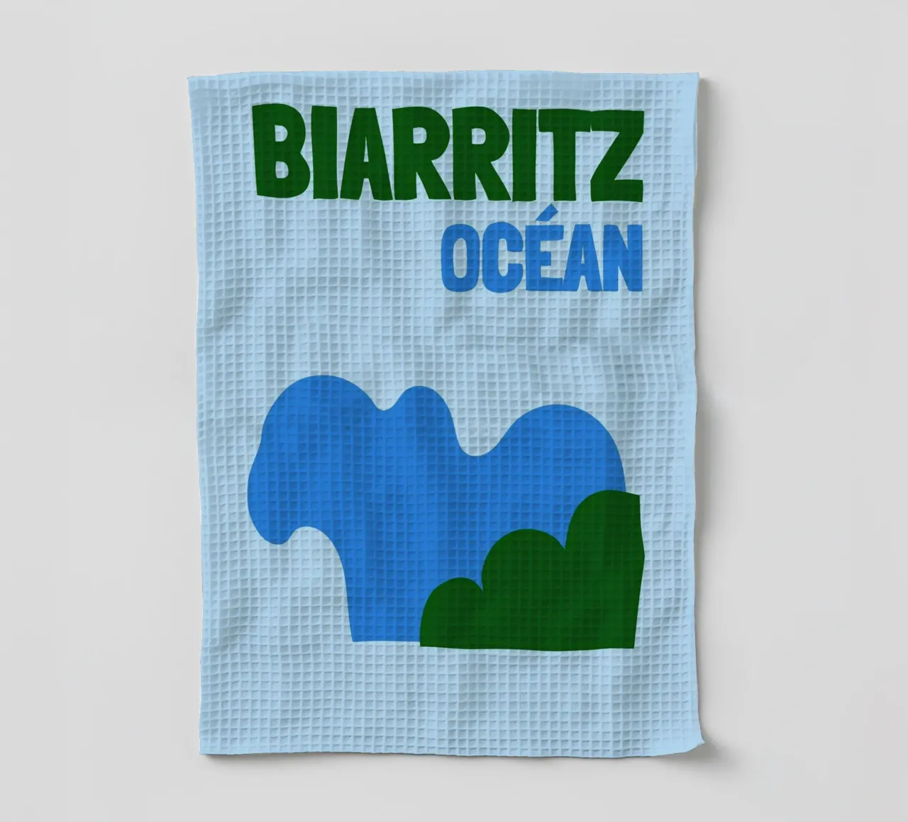 Biarritz Océan Poster - Abstract Waves, Basque Coast Vibes tea towel by NorwesClub