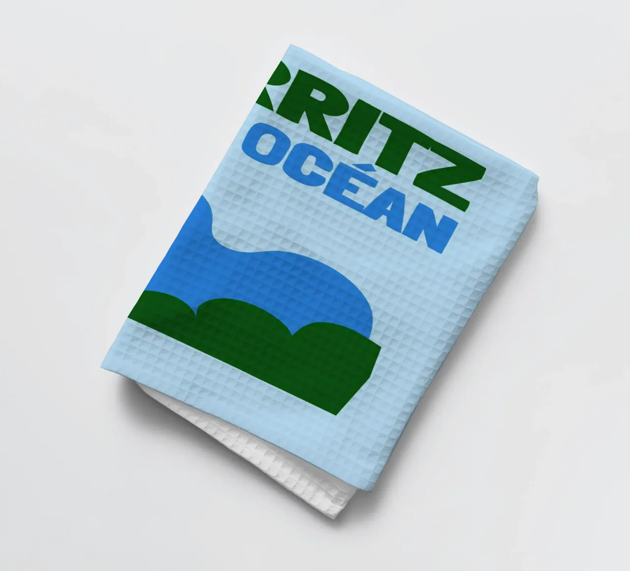 Biarritz Océan Poster - Abstract Waves, Basque Coast Vibes tea towel by NorwesClub