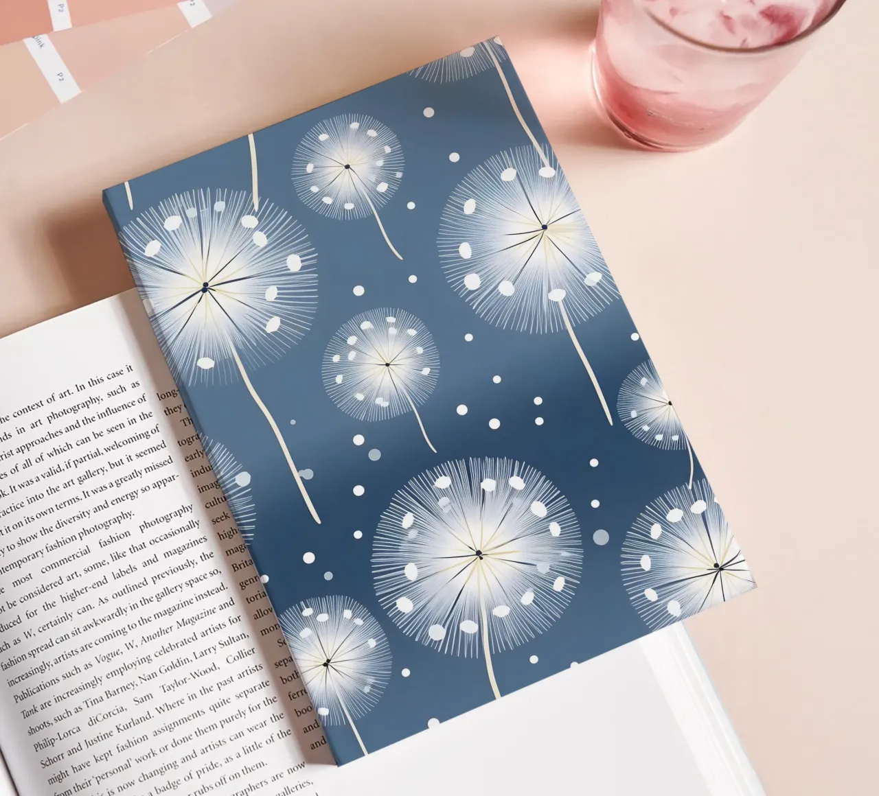 Whispers of White Dandelions notebook by Botanical Pattern House