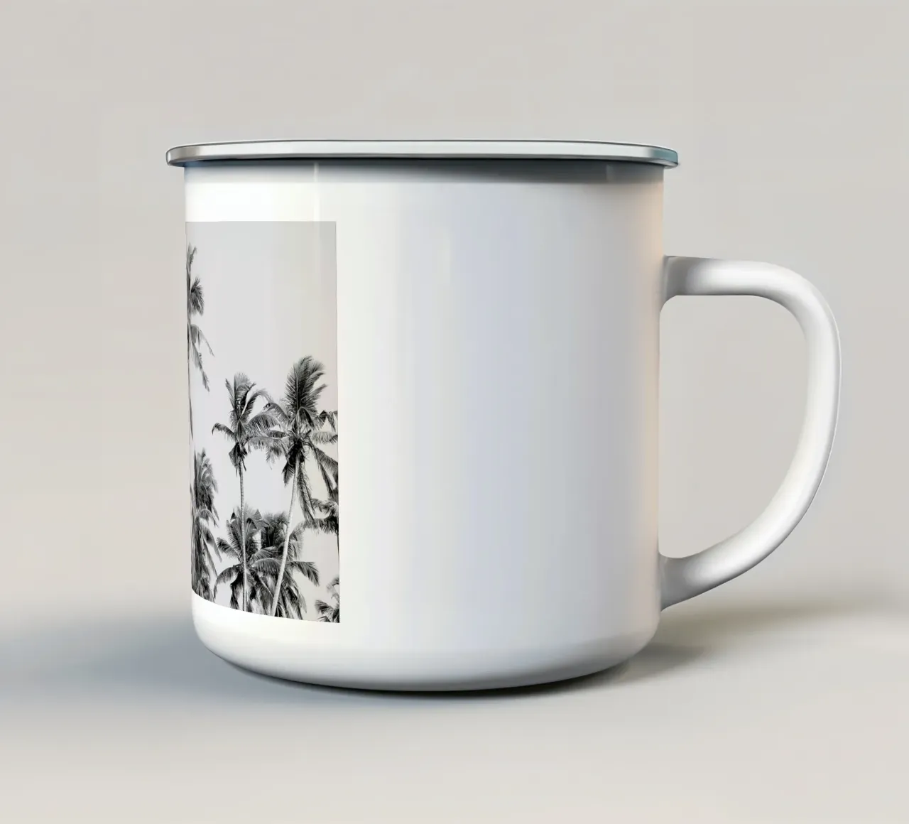 Palm Trees On The Beach 3 Emaille Tasse von Victoria Frost