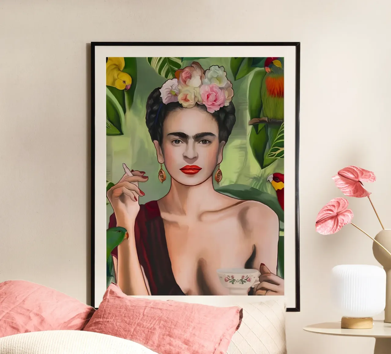 Frida Kahlo Tropical Pop - Exotic, Vibrant, Boho Chic Art hahnemühle by NorwesClub