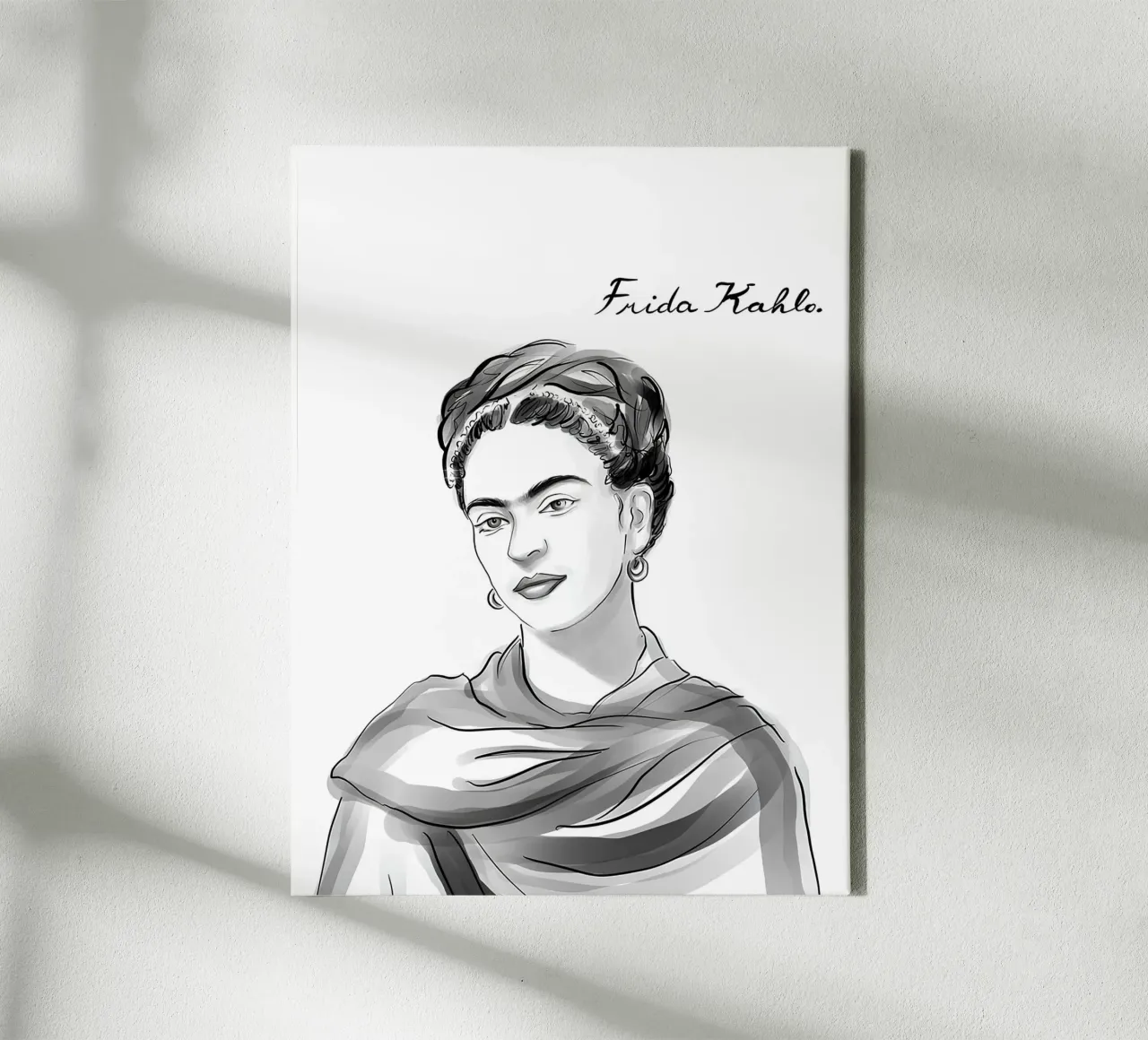 Frida Kahlo Minimalist Sketch - Iconic, Elegant, Timeless Ar lienzo con Marco flotante de NorwesClub