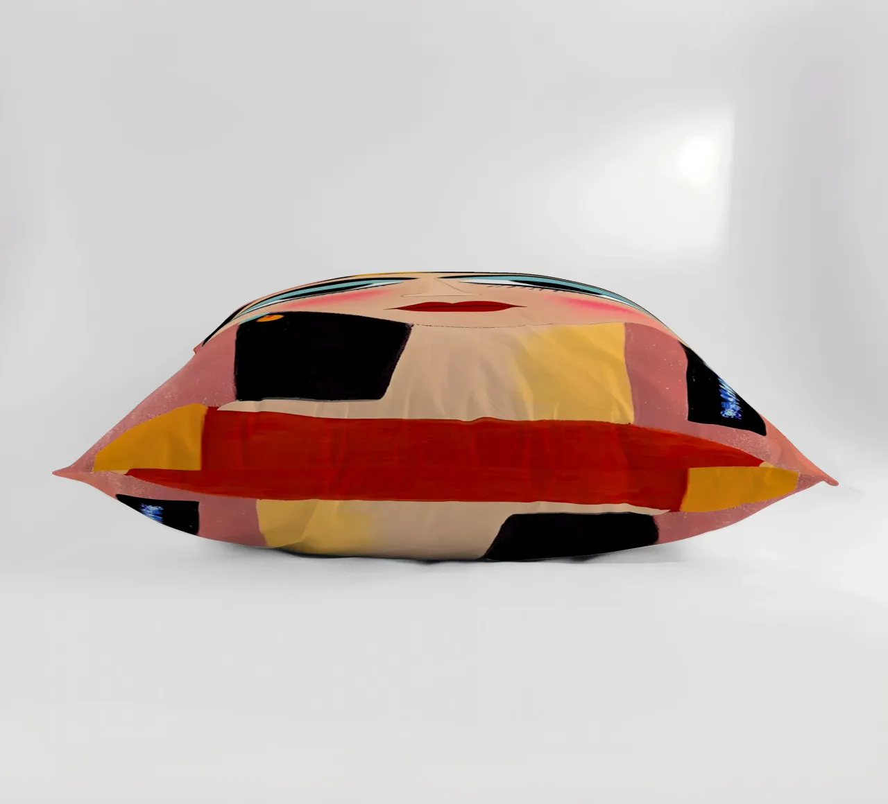 Modern Volkskunstportret - Vet, Kleurrijk, Abstract Gezicht Ar kussen van NorwesClub