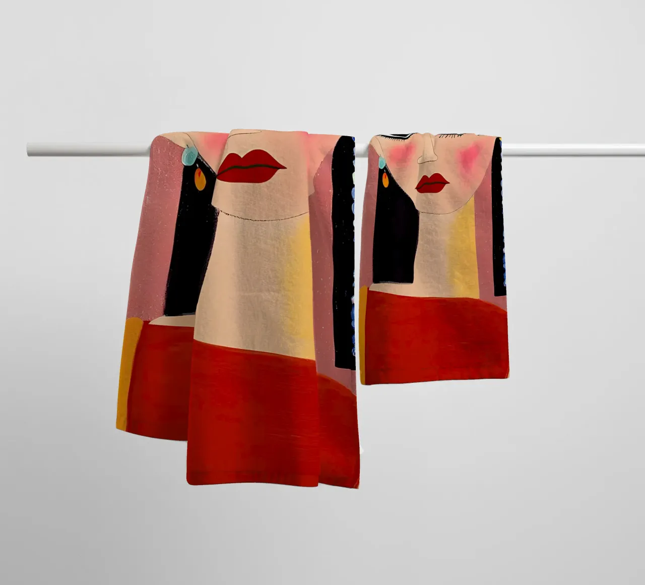 Modern Folk Art Portrait - Bold, Colorful, Abstract Face Ar towel by NorwesClub