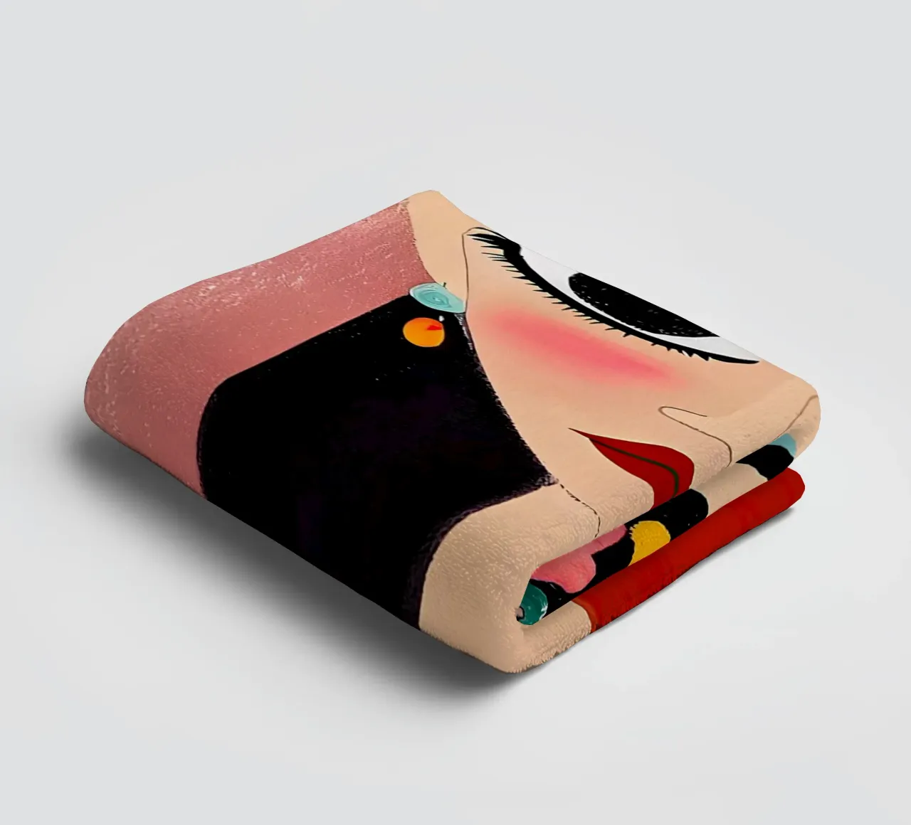 Modern Folk Art Portrait - Bold, Colorful, Abstract Face Ar towel by NorwesClub