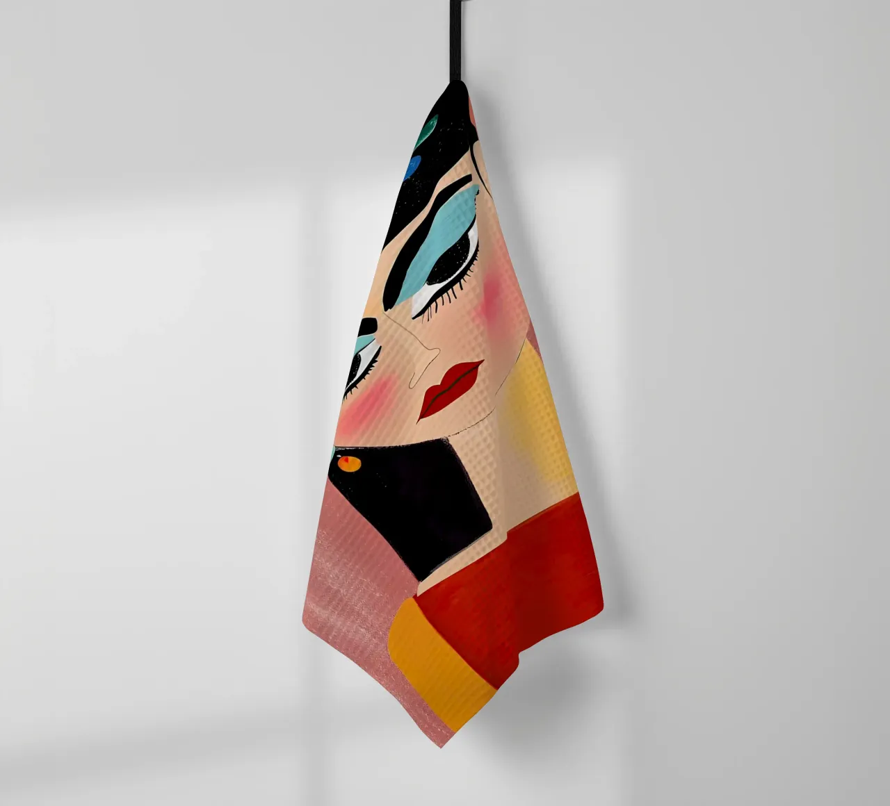 Portrait d'art populaire moderne - Visage audacieux, coloré, abstrait Ar torchon de NorwesClub