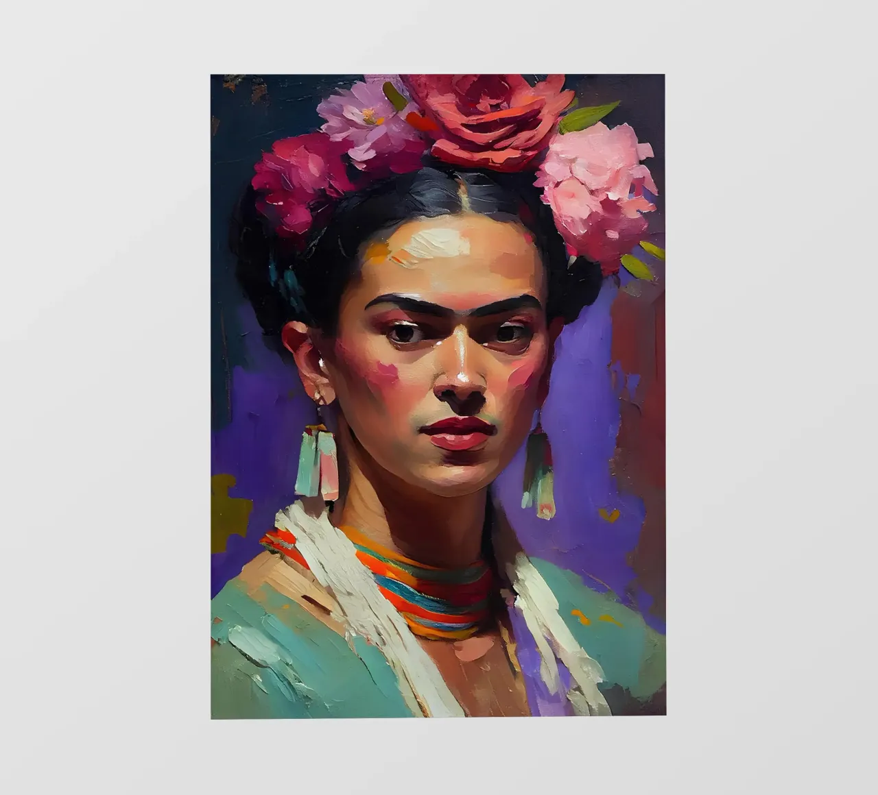 Frida Kahlo Expressionist Portrait - Bold, Textured, Colorfu photo wallpaper by NorwesClub