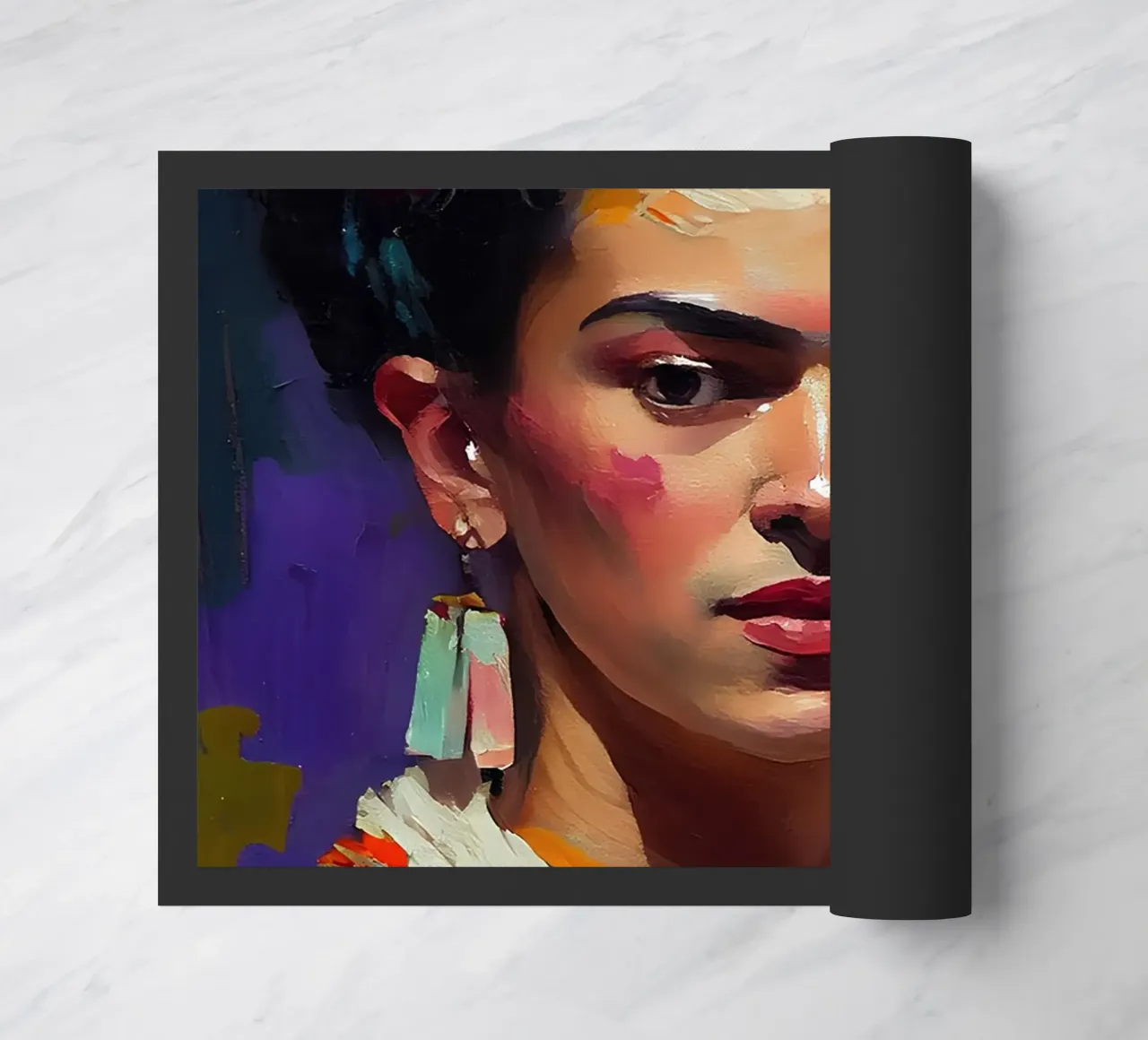 Ritratto espressionista di Frida Kahlo - Audace, testurizzato, colorato zerbino da NorwesClub
