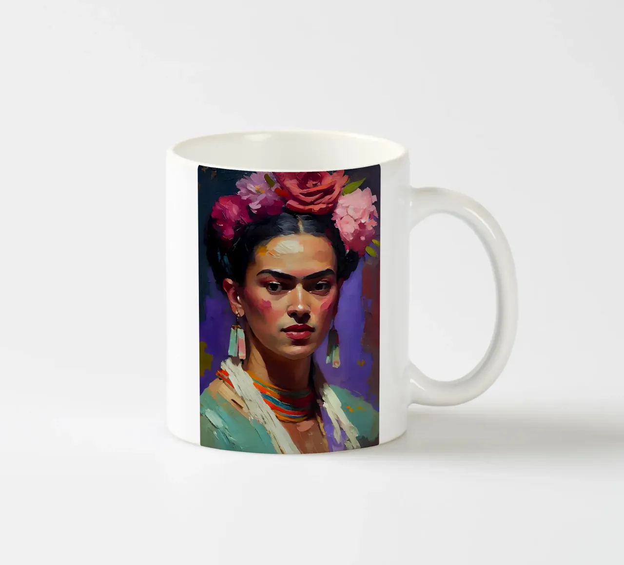 Ritratto espressionista di Frida Kahlo - Audace, testurizzato, colorato tazza in ceramica da NorwesClub