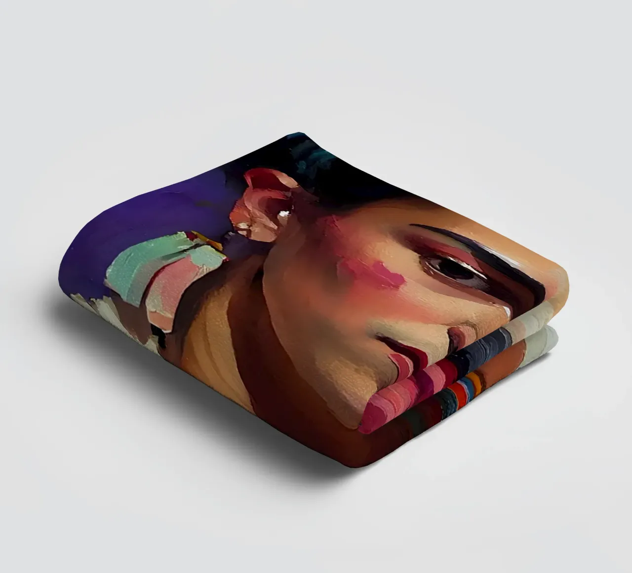 Expressionistisch portret van Frida Kahlo - Vet, Gestructureerd, Kleurrijk badhanddoek van NorwesClub