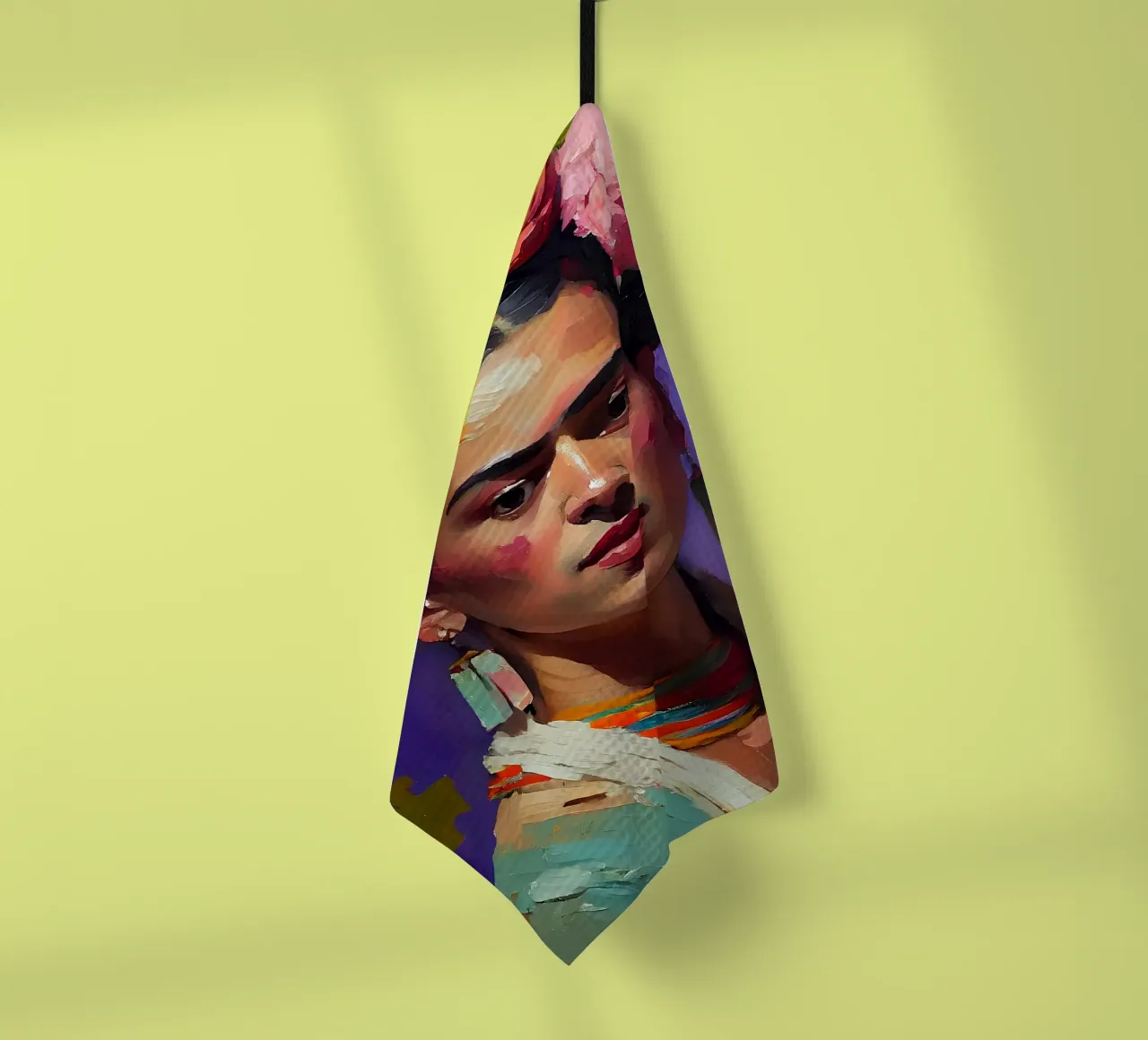 Portrait expressionniste de Frida Kahlo - gras, texturé, coloré torchon de NorwesClub