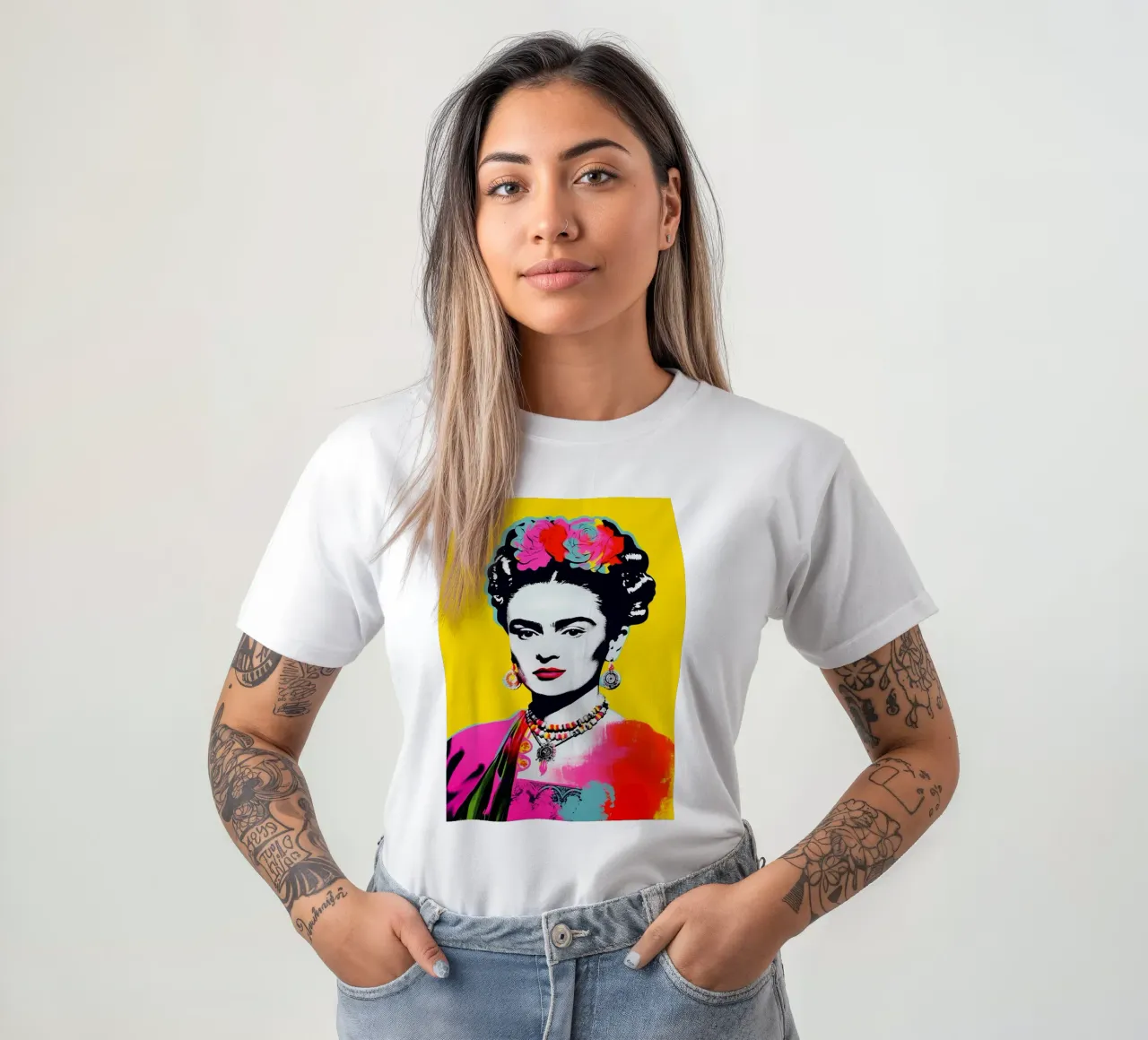 Frida Kahlo Pop Art - Ritratto in grassetto, colori iconici, design di tendenza. t-shirt da NorwesClub