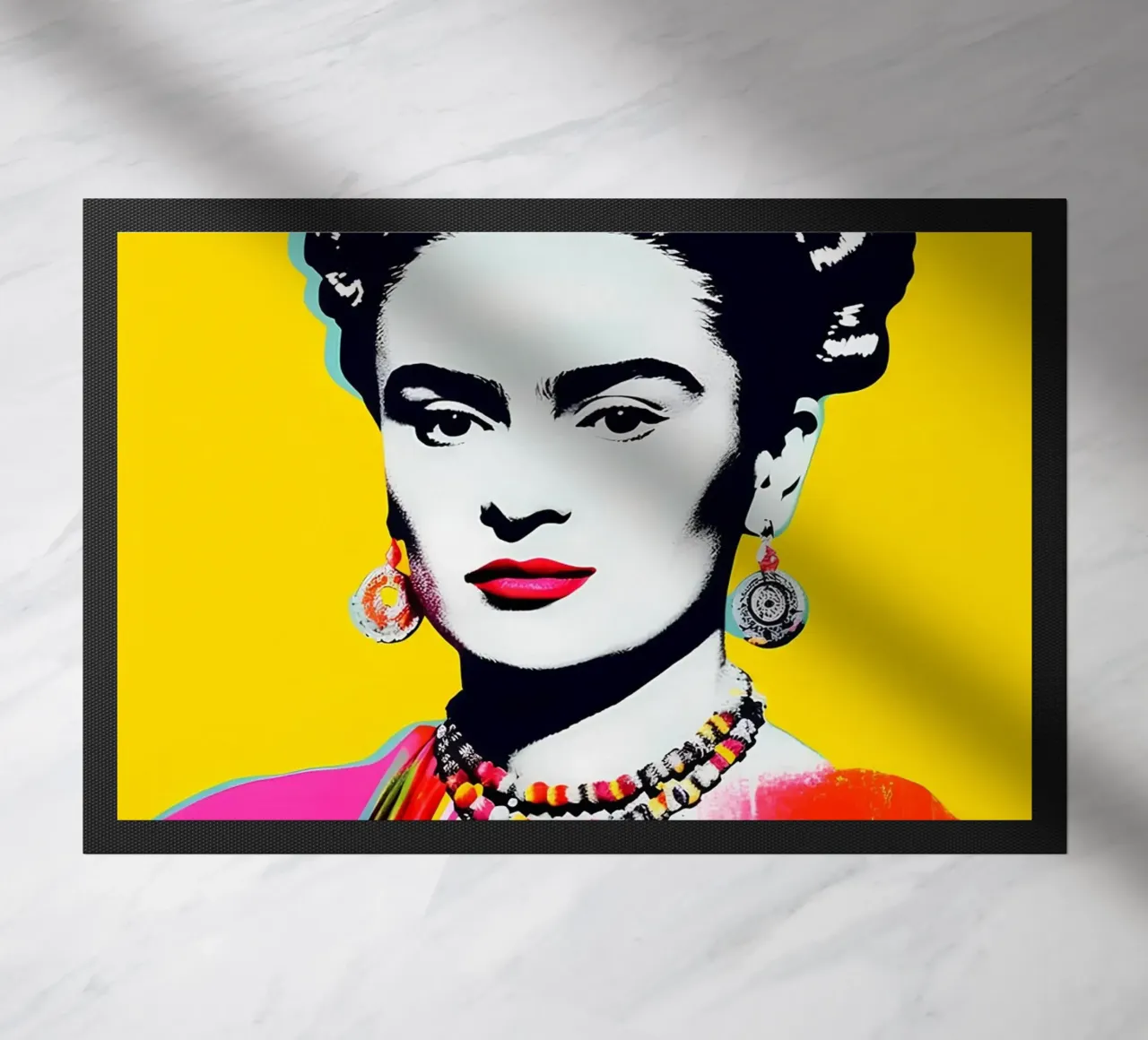 Frida Kahlo Pop Art - Vet Portret, Iconische Kleuren, Trendy P deurmat van NorwesClub