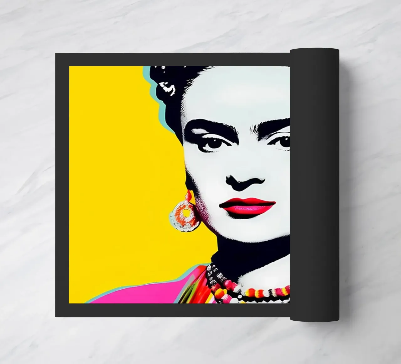 Frida Kahlo Pop Art - Vet Portret, Iconische Kleuren, Trendy P deurmat van NorwesClub