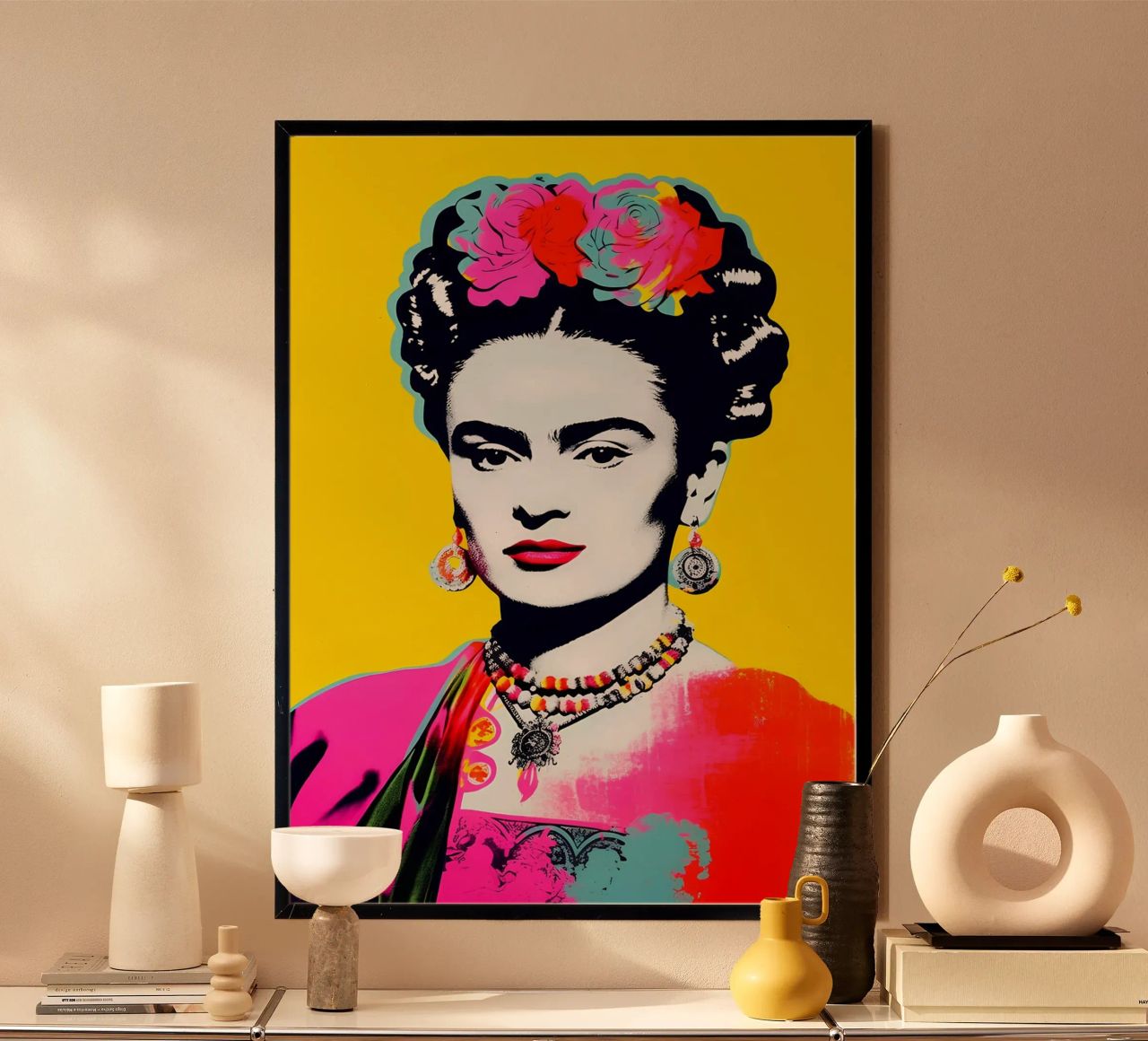 Frida Kahlo Pop Art - Portrait audacieux, couleurs iconiques, p poster de NorwesClub