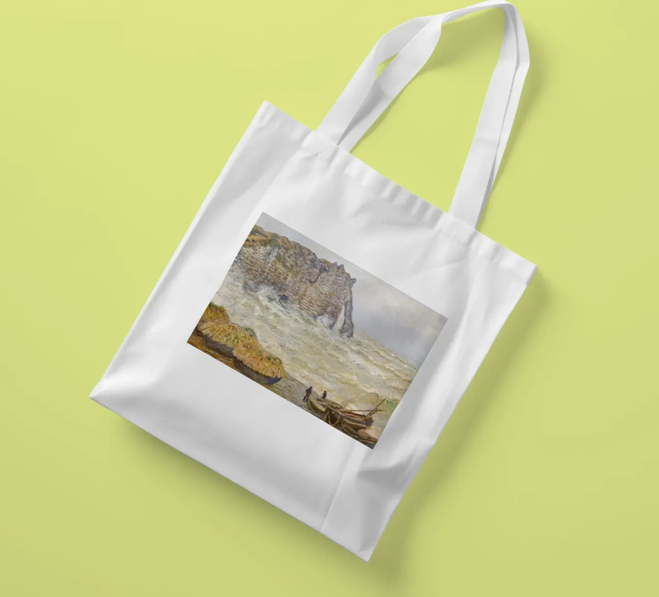 Il mare in tempesta di Claude Monet a Étretat (1883) borsa in juta da Monet Art Prints