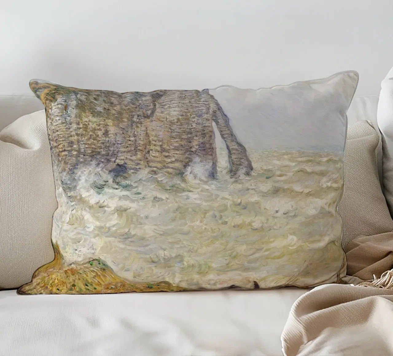 Il mare in tempesta di Claude Monet a Étretat (1883) cuscino da Monet Art Prints