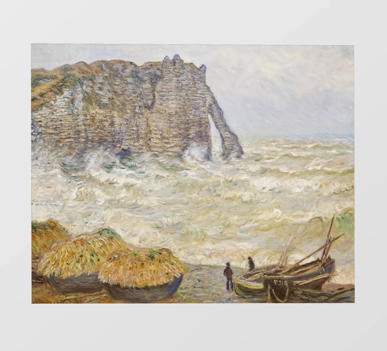 Il mare in tempesta di Claude Monet a Étretat (1883) pellicola backlit da Monet Art Prints