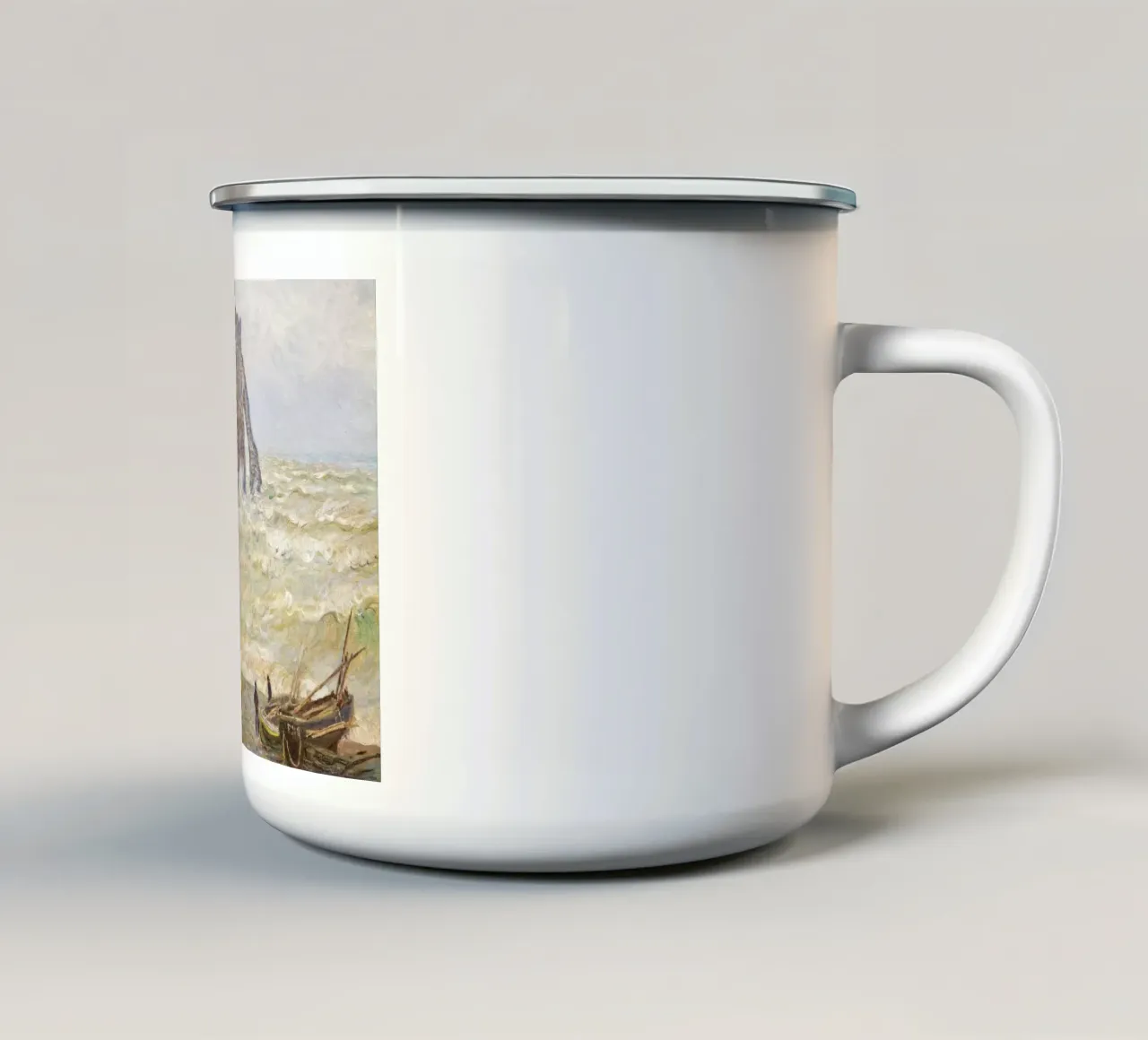 Il mare in tempesta di Claude Monet a Étretat (1883) tazza in smalto da Monet Art Prints
