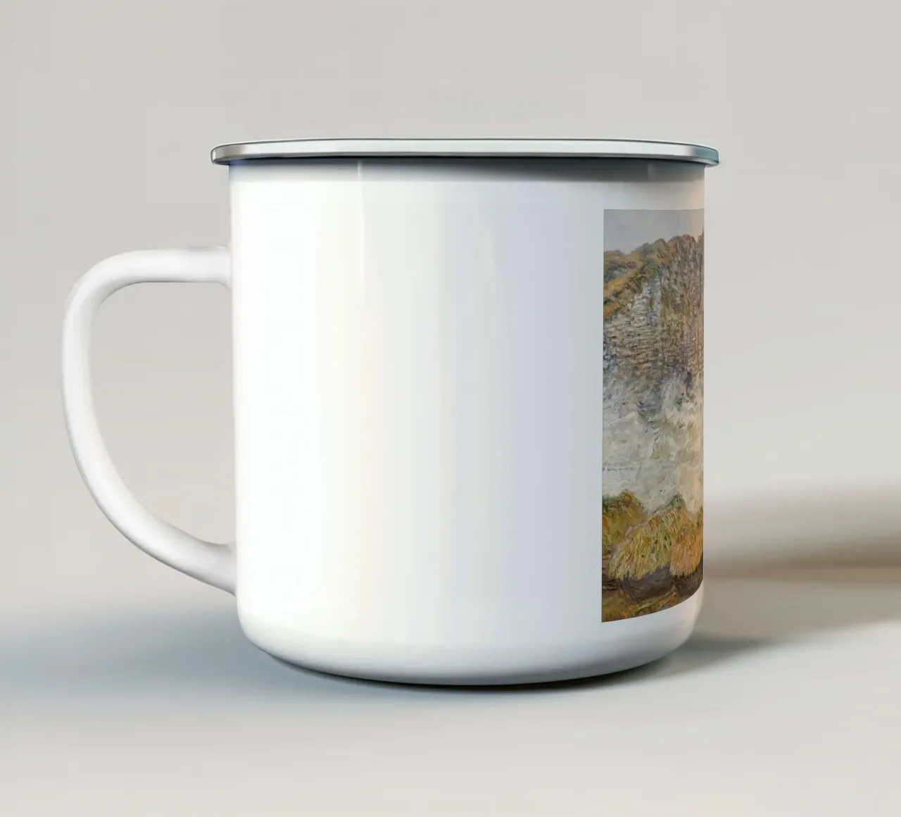 Il mare in tempesta di Claude Monet a Étretat (1883) tazza in smalto da Monet Art Prints