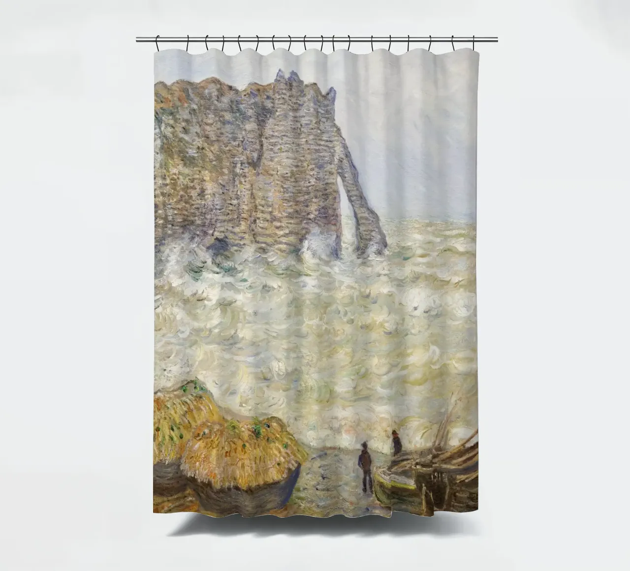 Il mare in tempesta di Claude Monet a Étretat (1883) tenda da doccia da Monet Art Prints