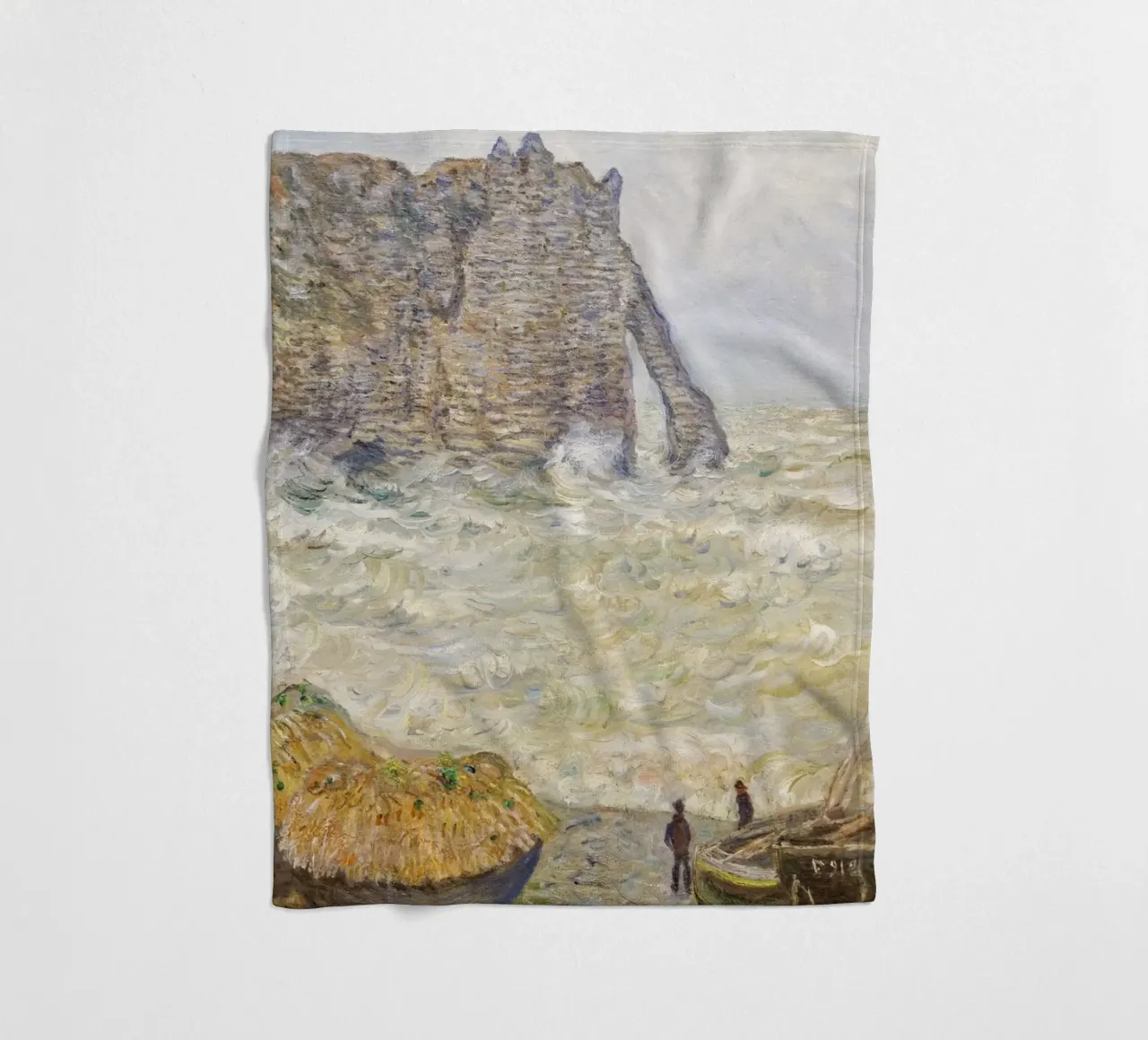 Il mare in tempesta di Claude Monet a Étretat (1883) coperta in pile da Monet Art Prints