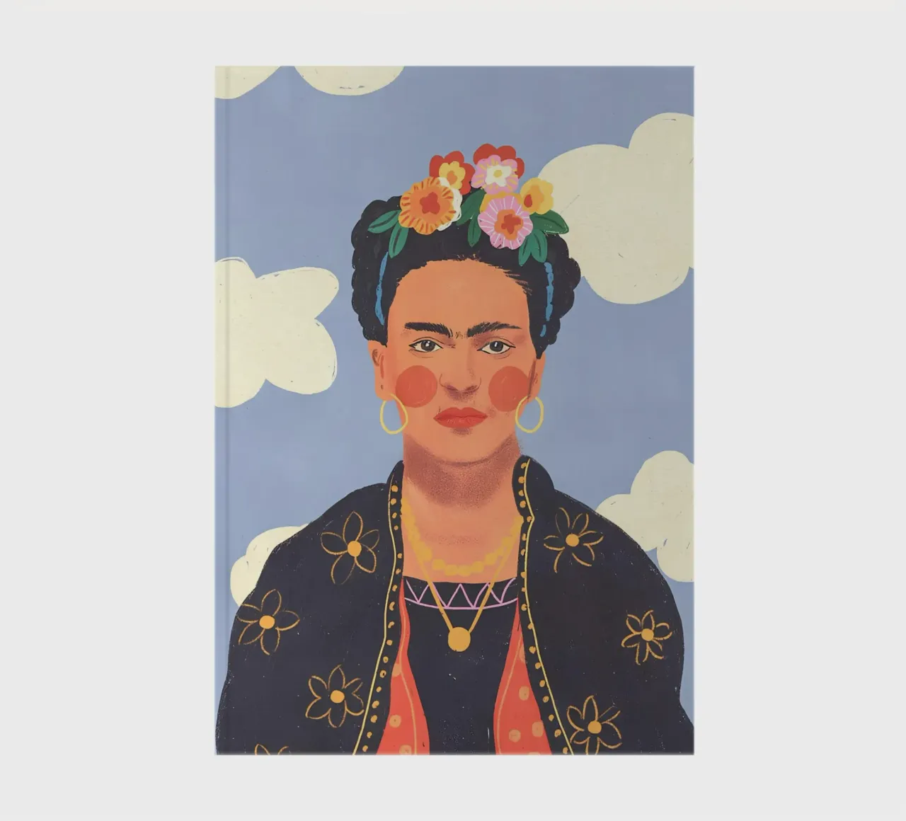 Frida Kahlo Whimsical Portrait - Folk Art Inspired, Dreamy C notebook by NorwesClub