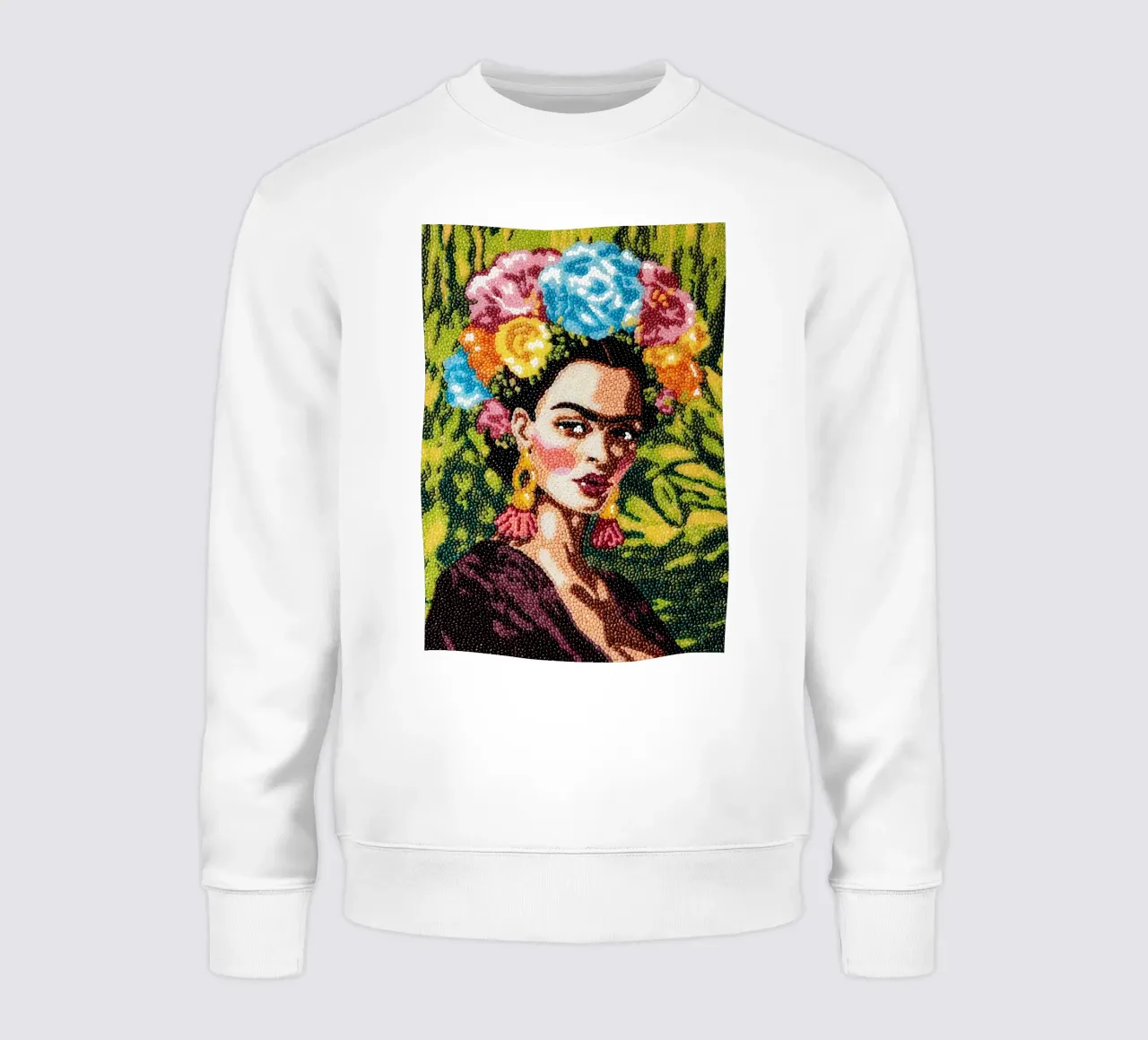 Frida Kahlo Textured Art - Pointe à l'aiguille unique Style Pop Icon sweat de NorwesClub
