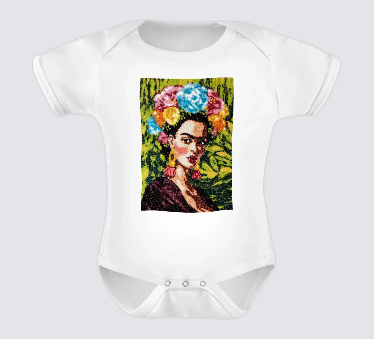 Frida Kahlo Textured Art - Pointe à l'aiguille unique Style Pop Icon body bébé de NorwesClub