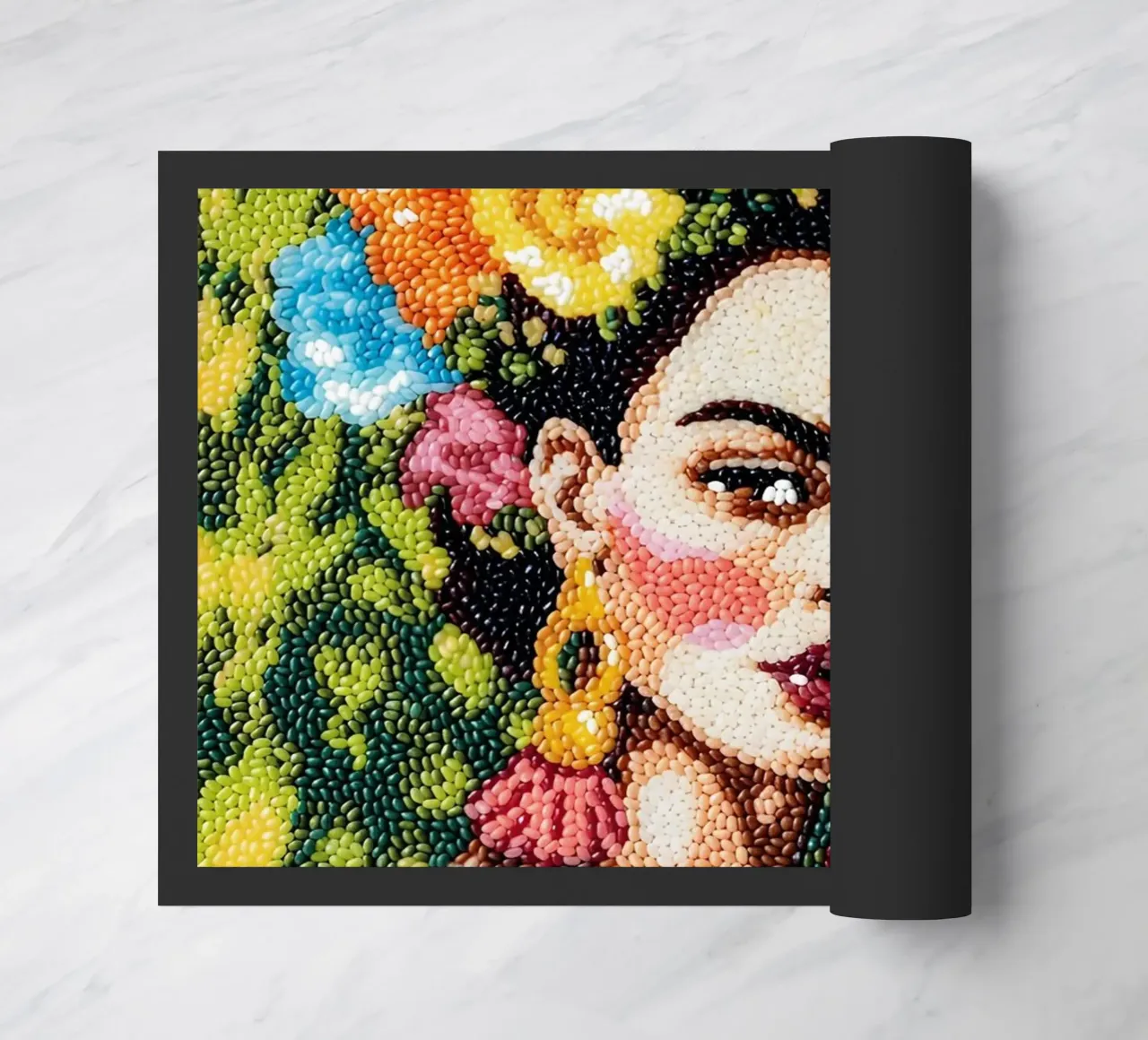 Frida Kahlo Textured Art - Pointe à l'aiguille unique Style Pop Icon paillasson de NorwesClub