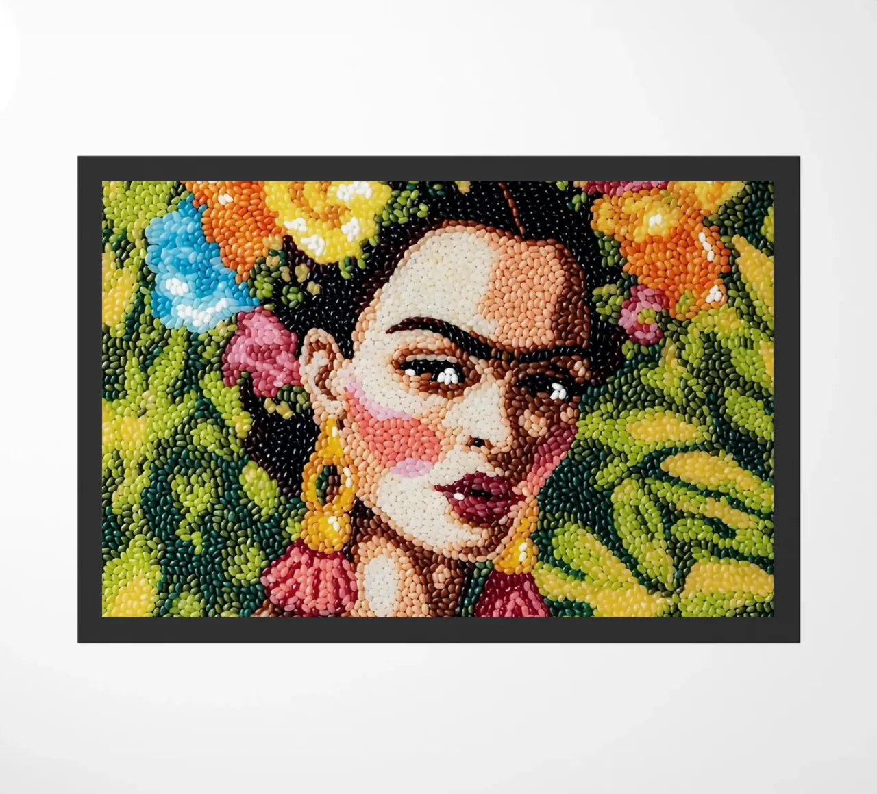 Frida Kahlo Textured Art - Pointe à l'aiguille unique Style Pop Icon paillasson de NorwesClub