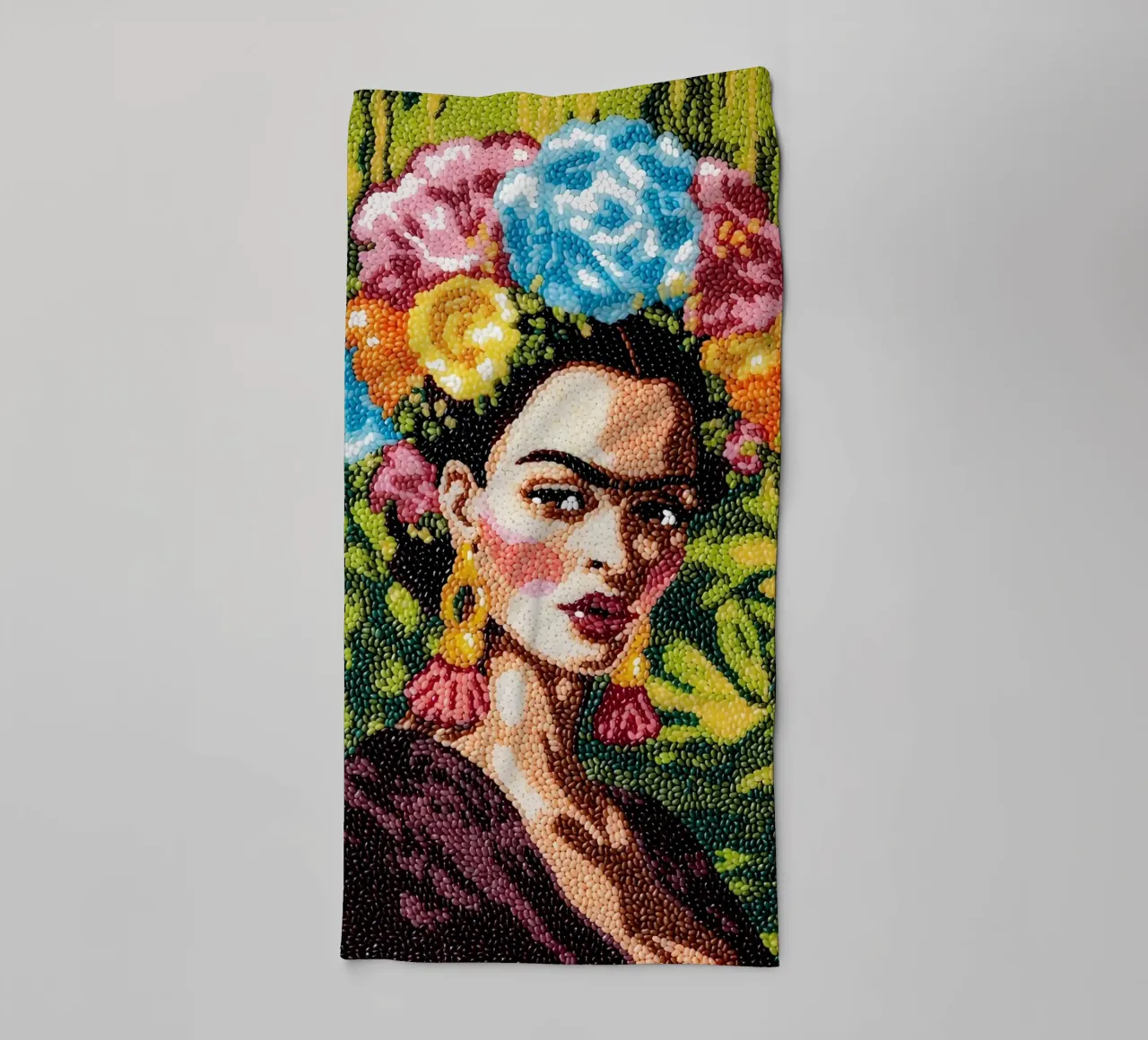Frida Kahlo Textured Art - Pointe à l'aiguille unique Style Pop Icon serviette de bain de NorwesClub
