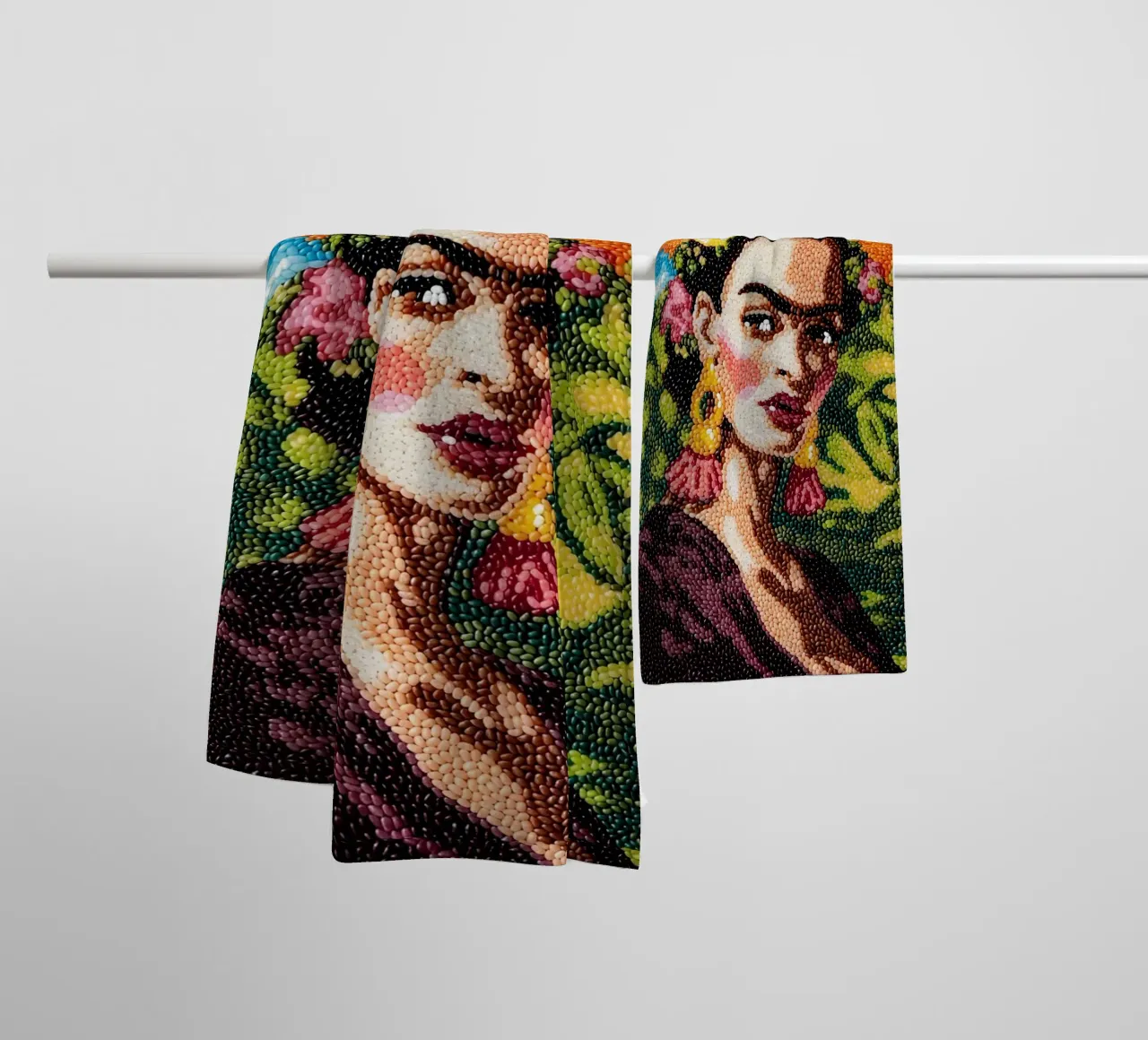Frida Kahlo Textured Art - Pointe à l'aiguille unique Style Pop Icon serviette de bain de NorwesClub
