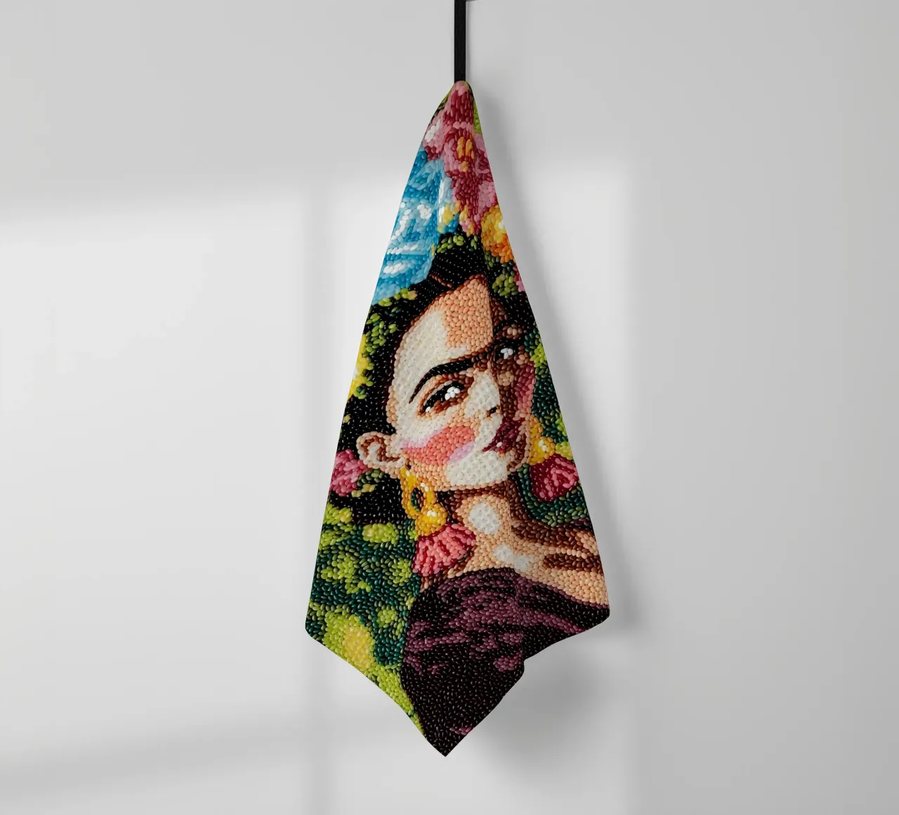 Frida Kahlo Textured Art - Pointe à l'aiguille unique Style Pop Icon torchon de NorwesClub