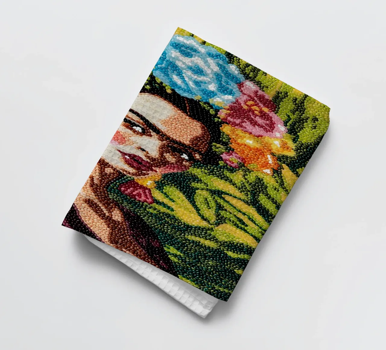 Frida Kahlo Textured Art - Pointe à l'aiguille unique Style Pop Icon torchon de NorwesClub