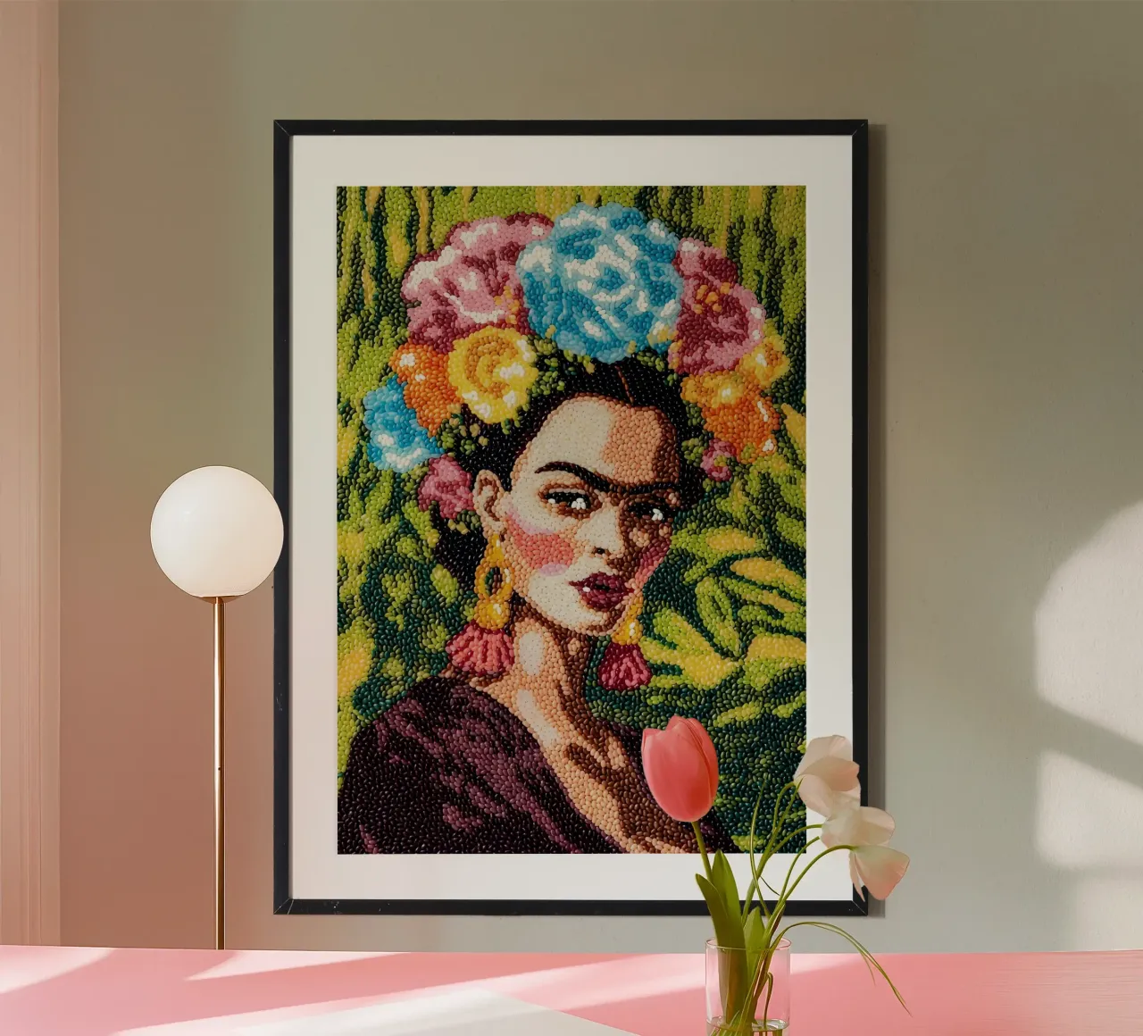 Frida Kahlo Textured Art - Pointe à l'aiguille unique Style Pop Icon hahnemühle de NorwesClub