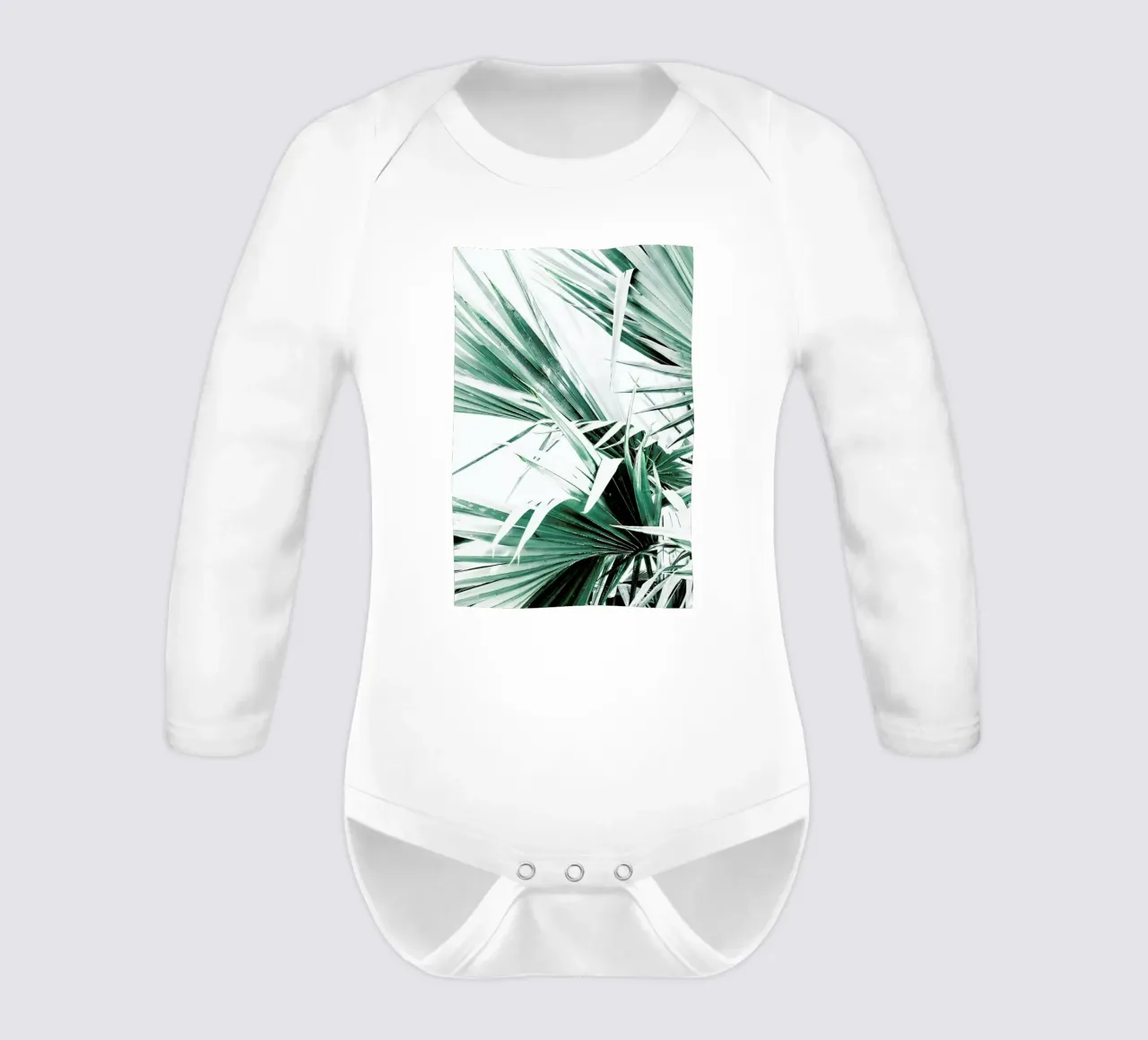 Palm Leaves long-sleeve baby romper by Victoria Frost