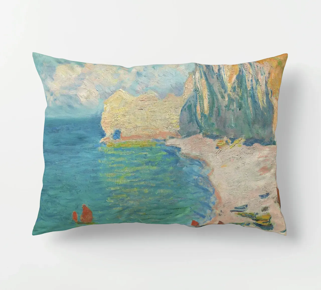 La spiaggia e la Falaise d'Amont (1885) di Claude Monet cuscino da Venus Art