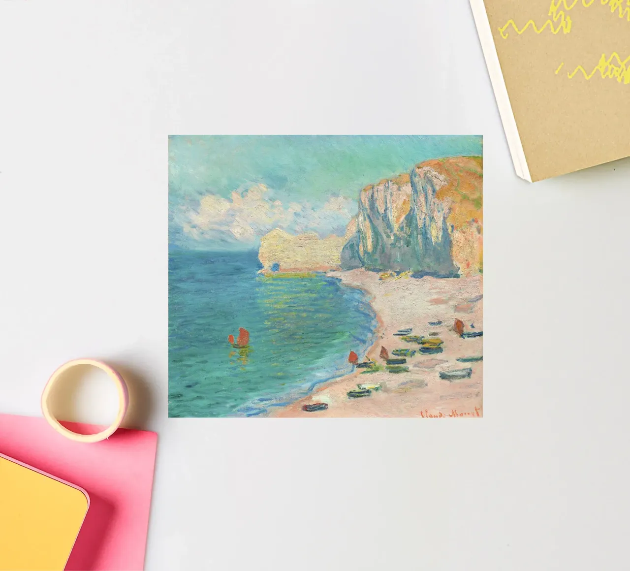 The Beach and the Falaise d'Amont (1885) by Claude Monet sticker by Venus Art