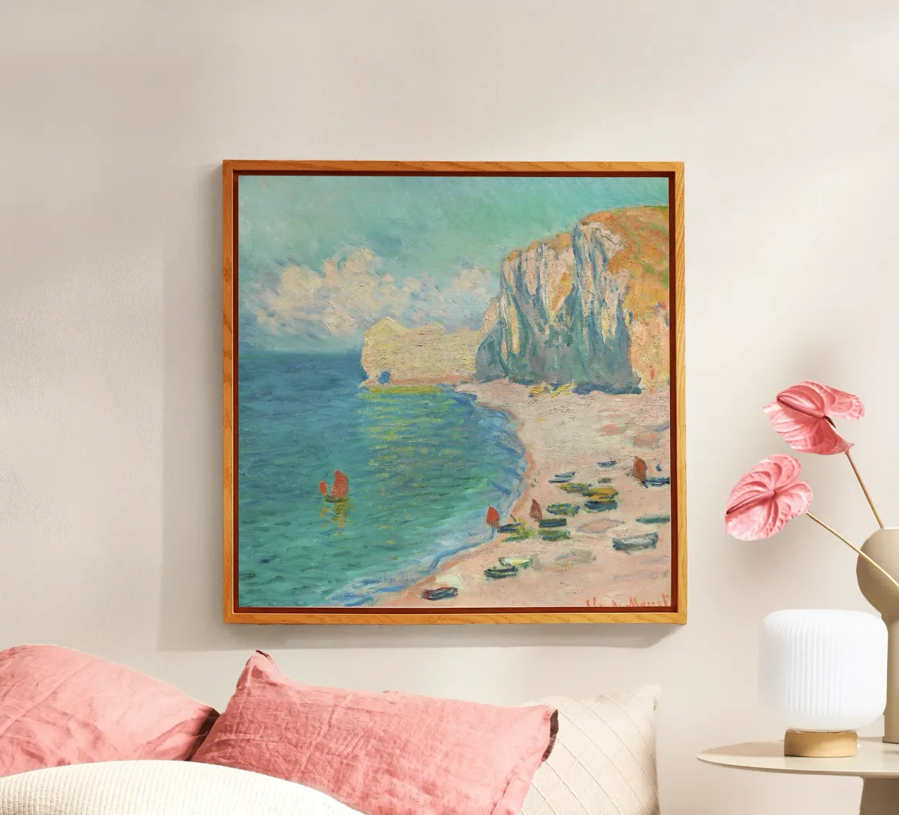 La spiaggia e la Falaise d'Amont (1885) di Claude Monet plexiglass da Venus Art