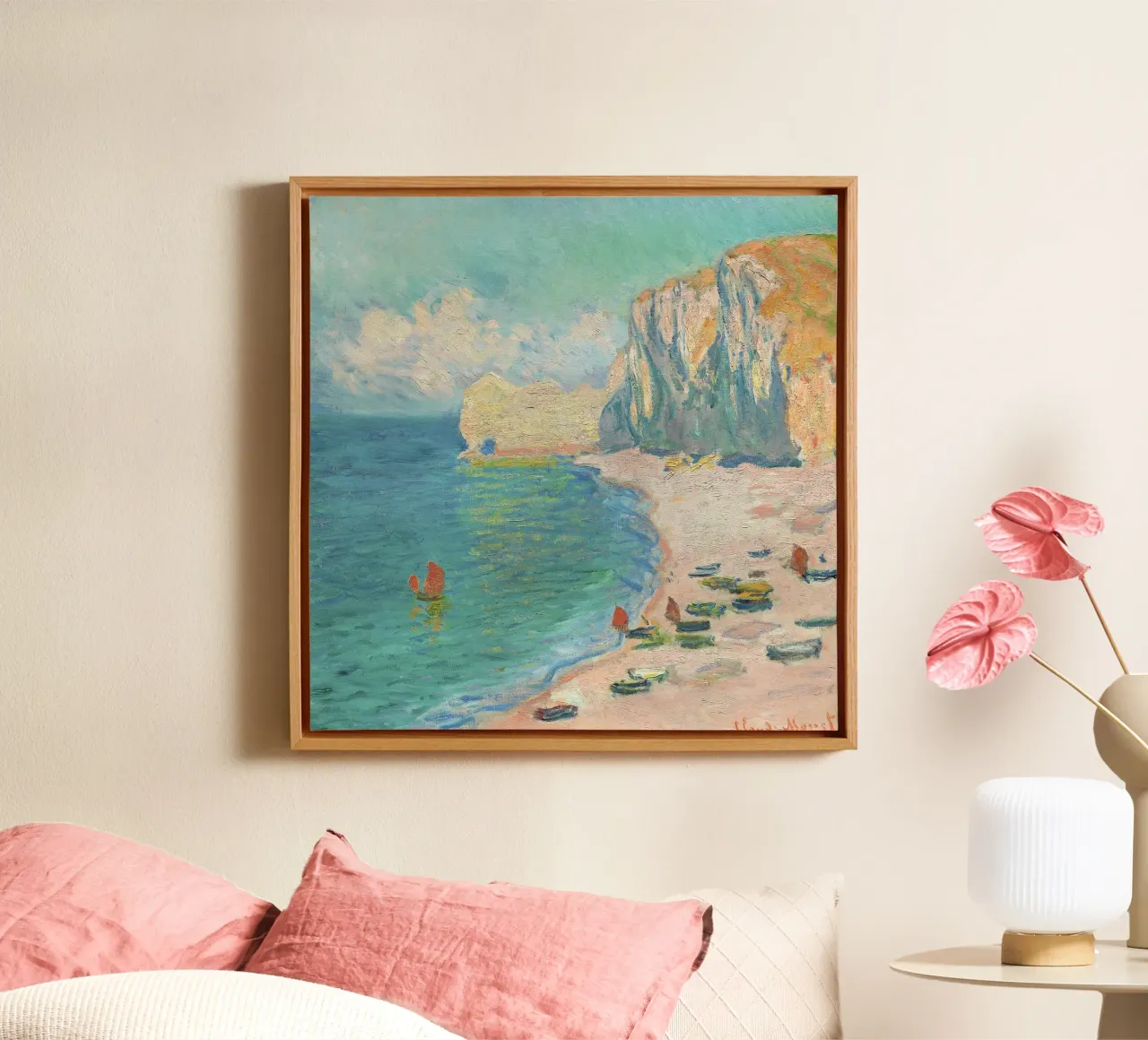 The Beach and the Falaise d'Amont (1885) by Claude Monet canvas by Venus Art