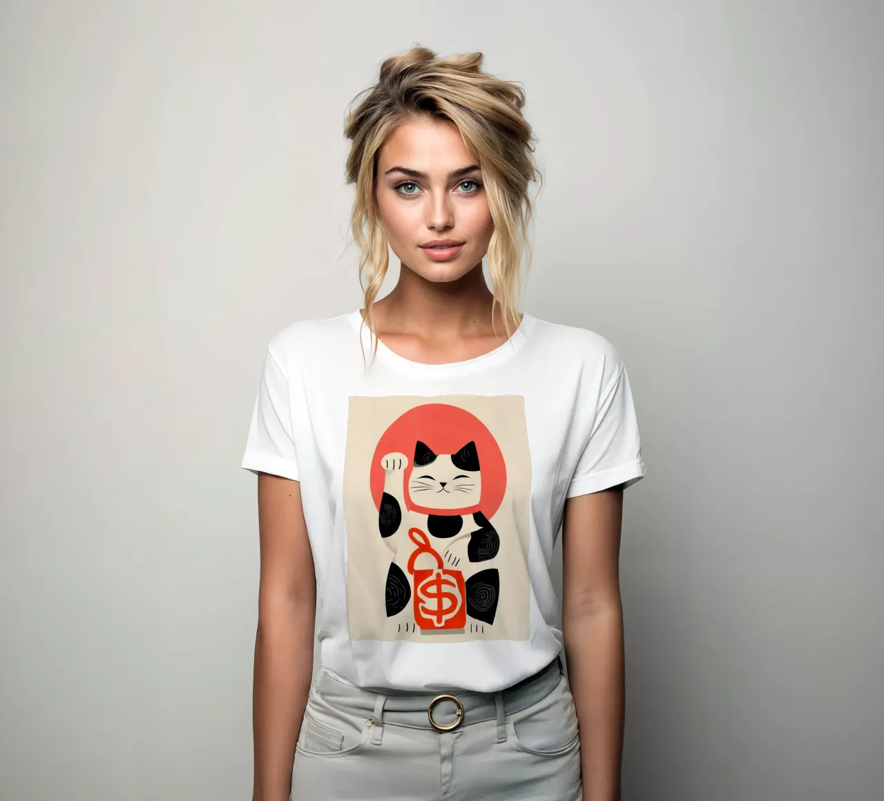 Maneki-neko | El gato de la suerte con monedero camiseta de mujer de Autofocus
