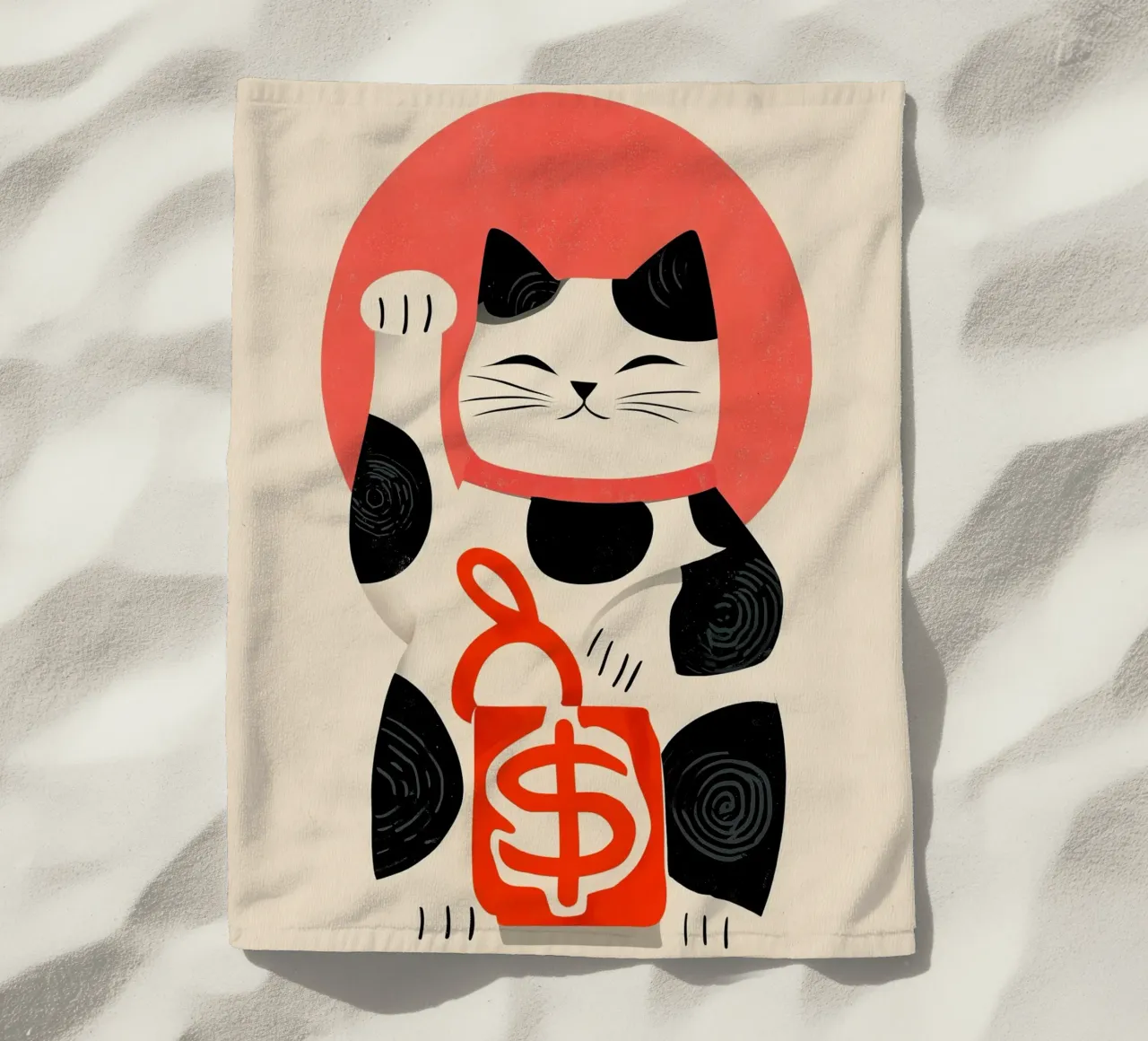 Maneki-neko | Il gatto fortunato con la borsa telo mare da Autofocus