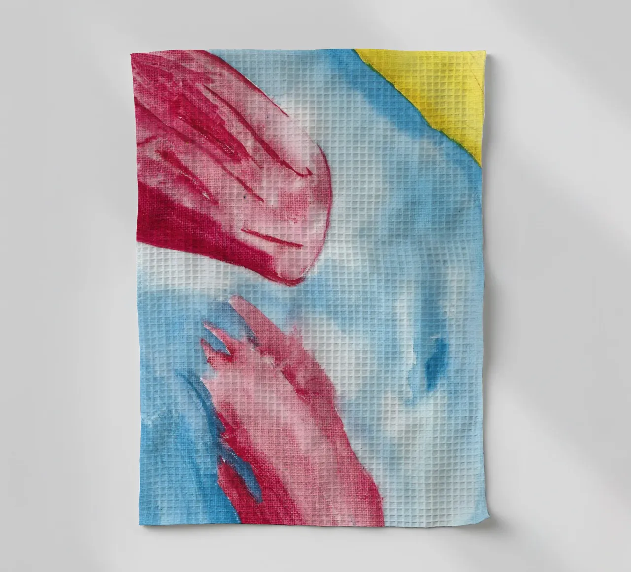Yellow, Red, Blue tea towel by Aviwe Apleni